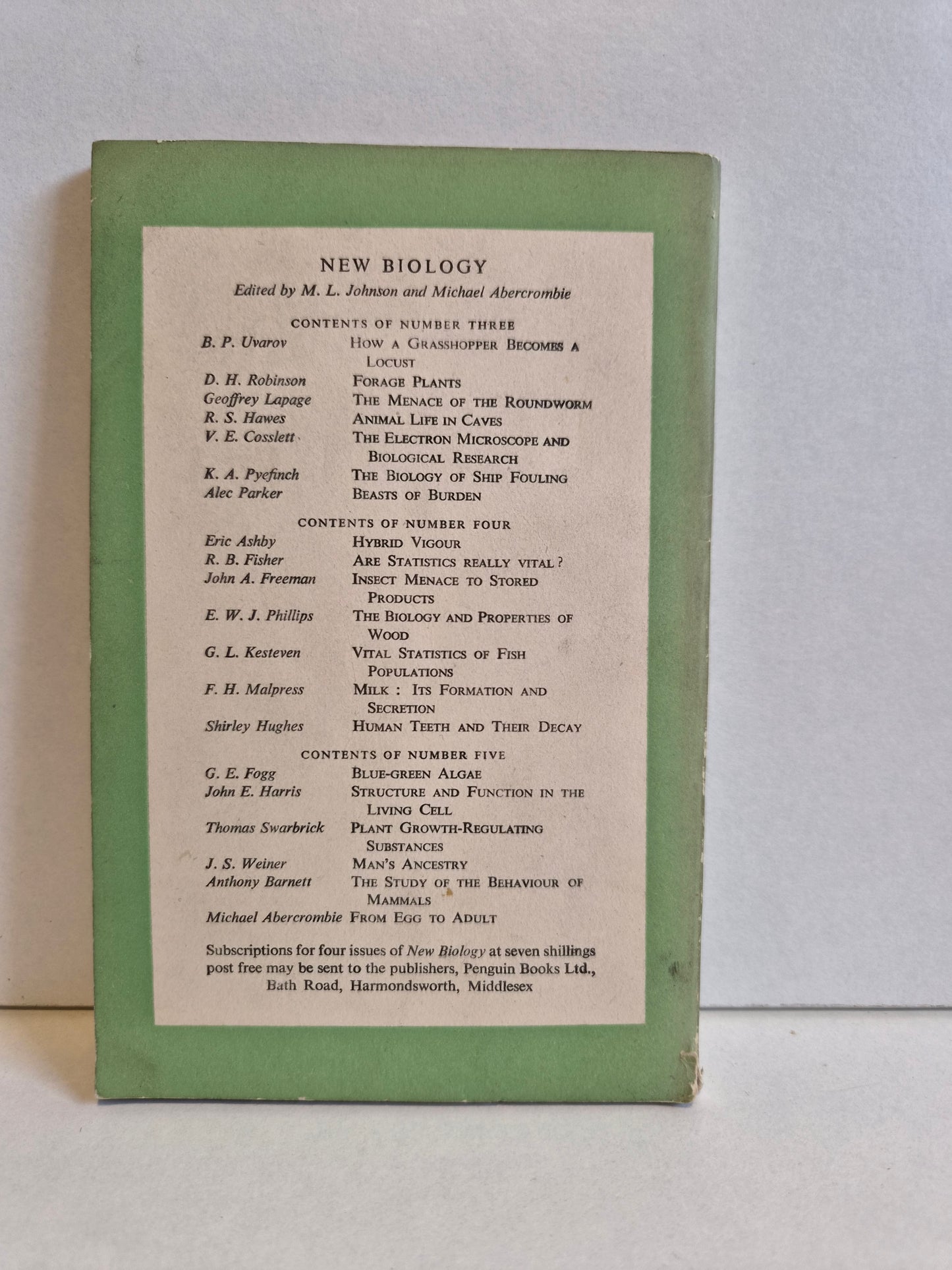 New Biology 6 Edited by M L Johnson (1949)