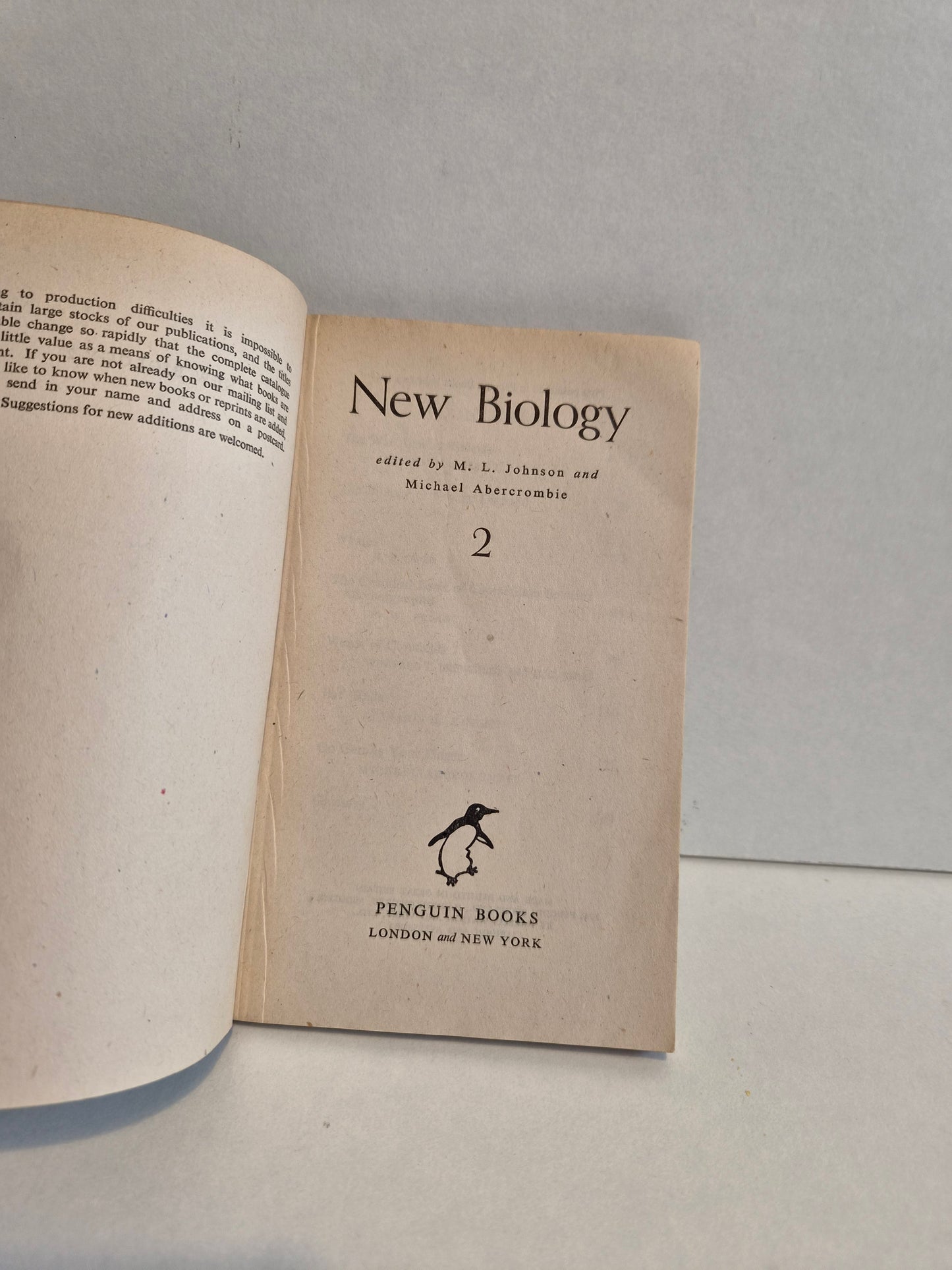 New Biology 2 Edited by M L Johnson (1947)