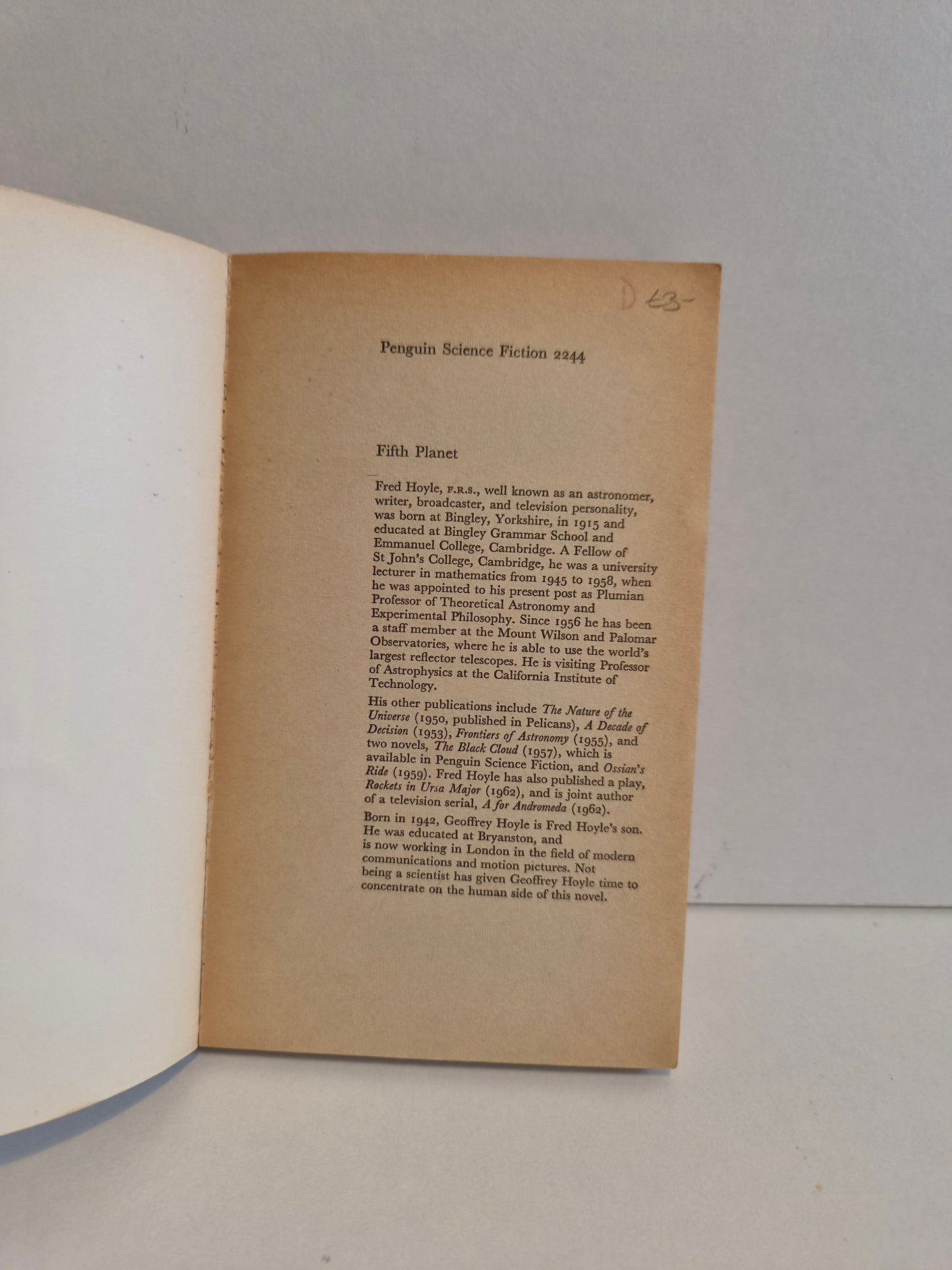 Fifth Planet by Fred & Geoffrey Hoyle (1963)