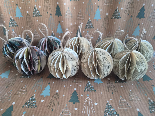 Set of Handmade Honeycomb Christmas Decorations