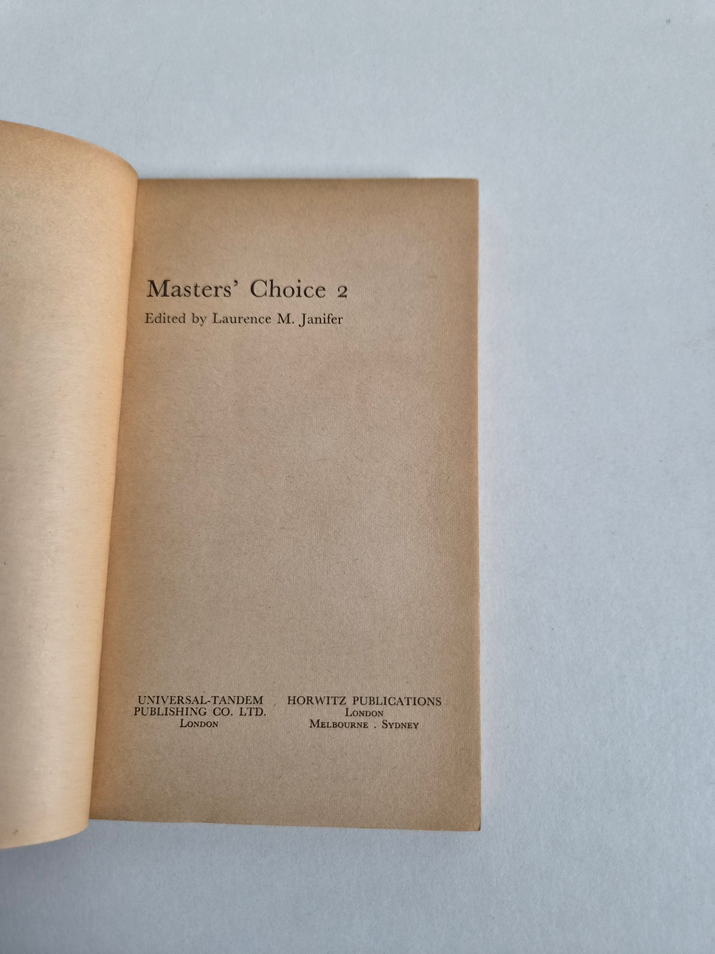Masters' Choice 2 edited by Lawrence M Janifer (1969)