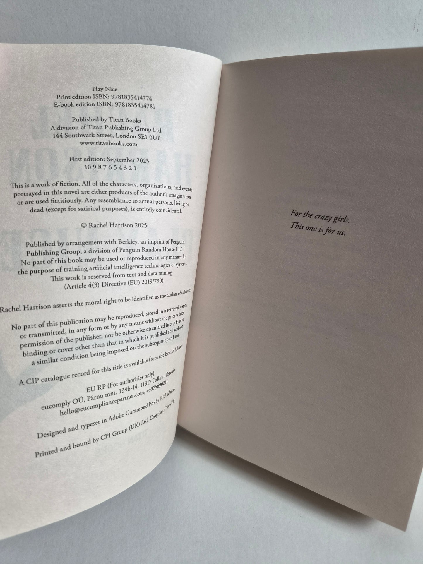 Play Nice by Rachel Harrison (2025)