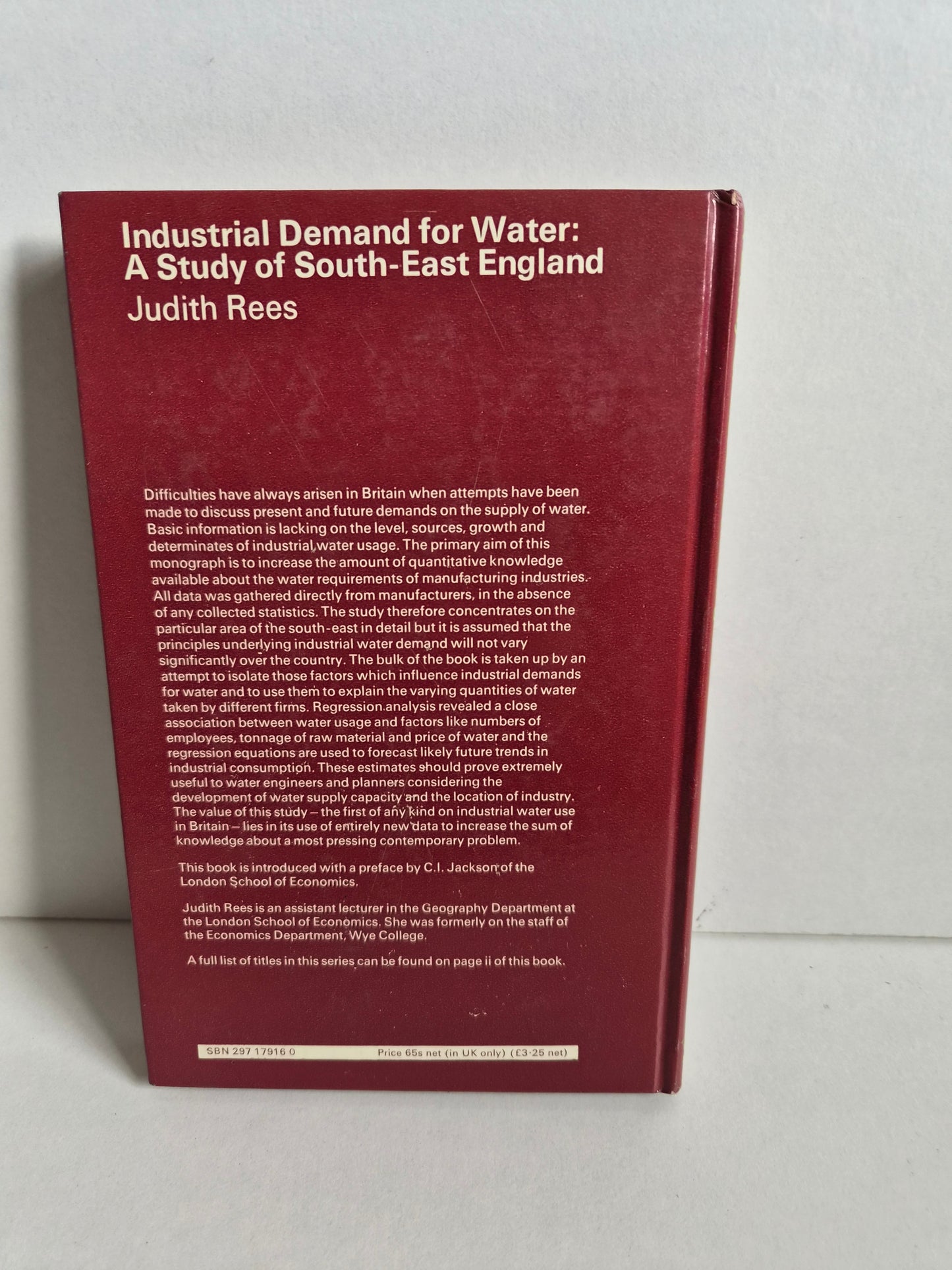 Industrial Demand for Water: A Study of South East England by J Rees (1969)