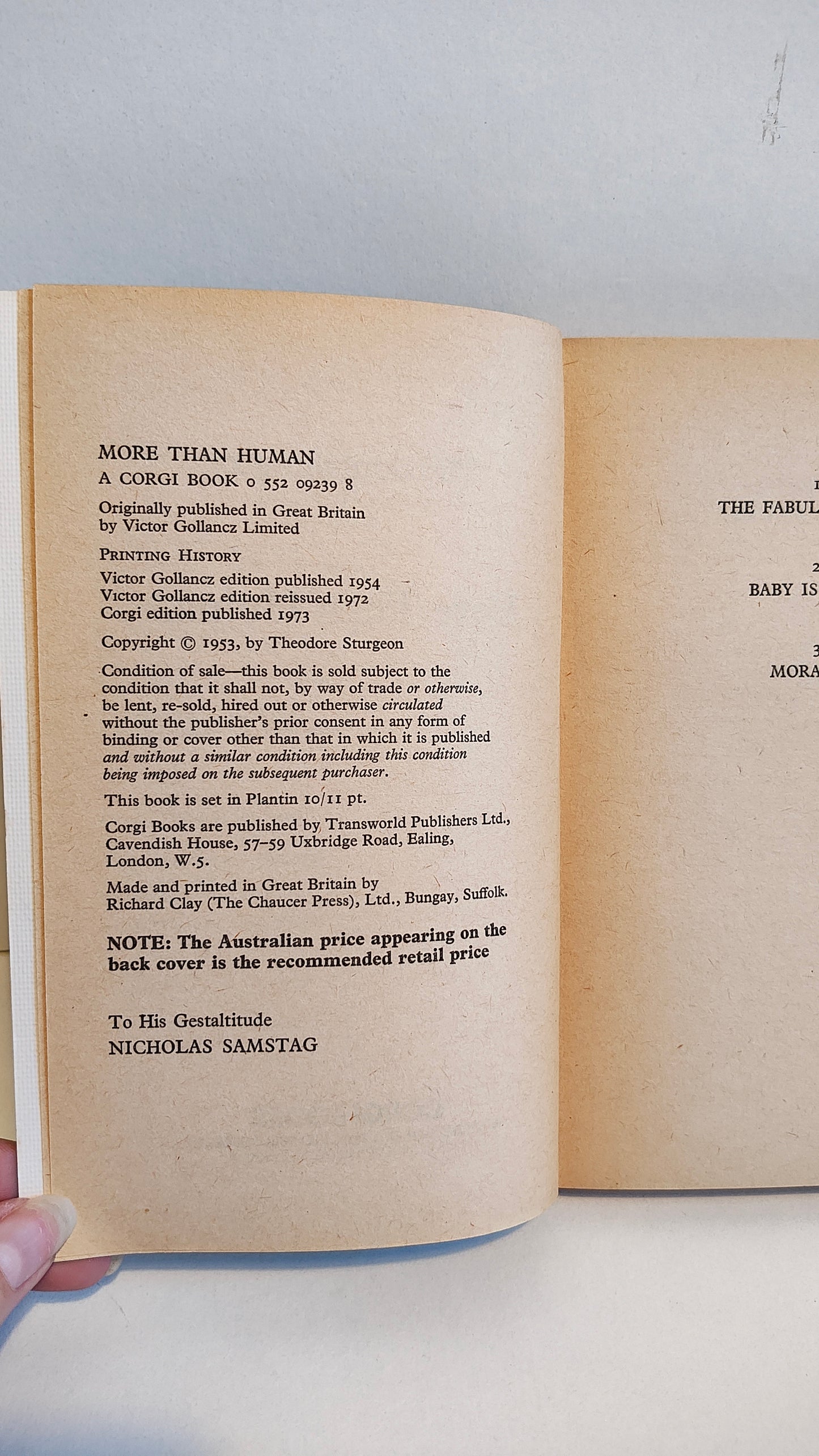 More than Human by Theodore Sturgeon (1973) Corgi SF Collectors Library