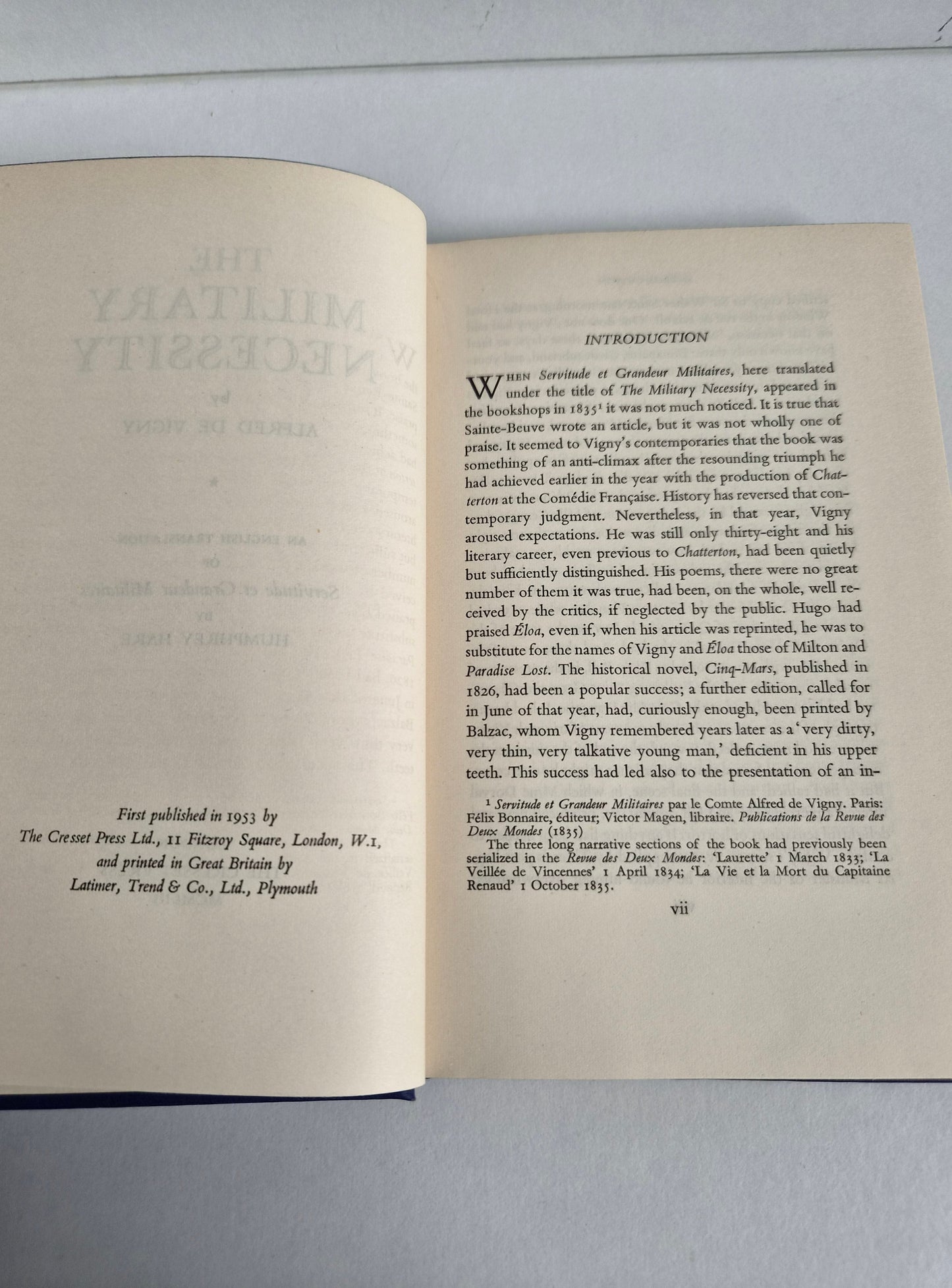 The Military Necessity by Alfred de Vigny (1953)