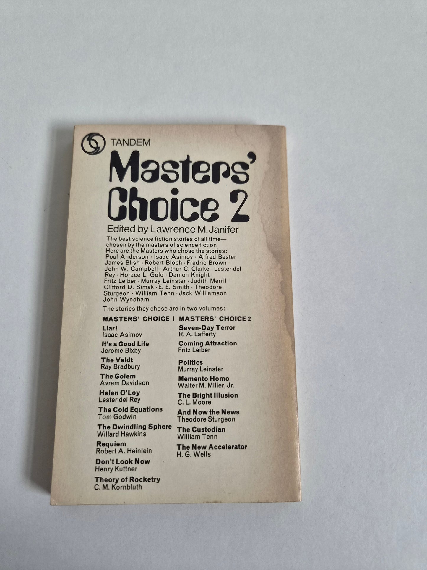 Masters' Choice 2 edited by Lawrence M Janifer (1969)