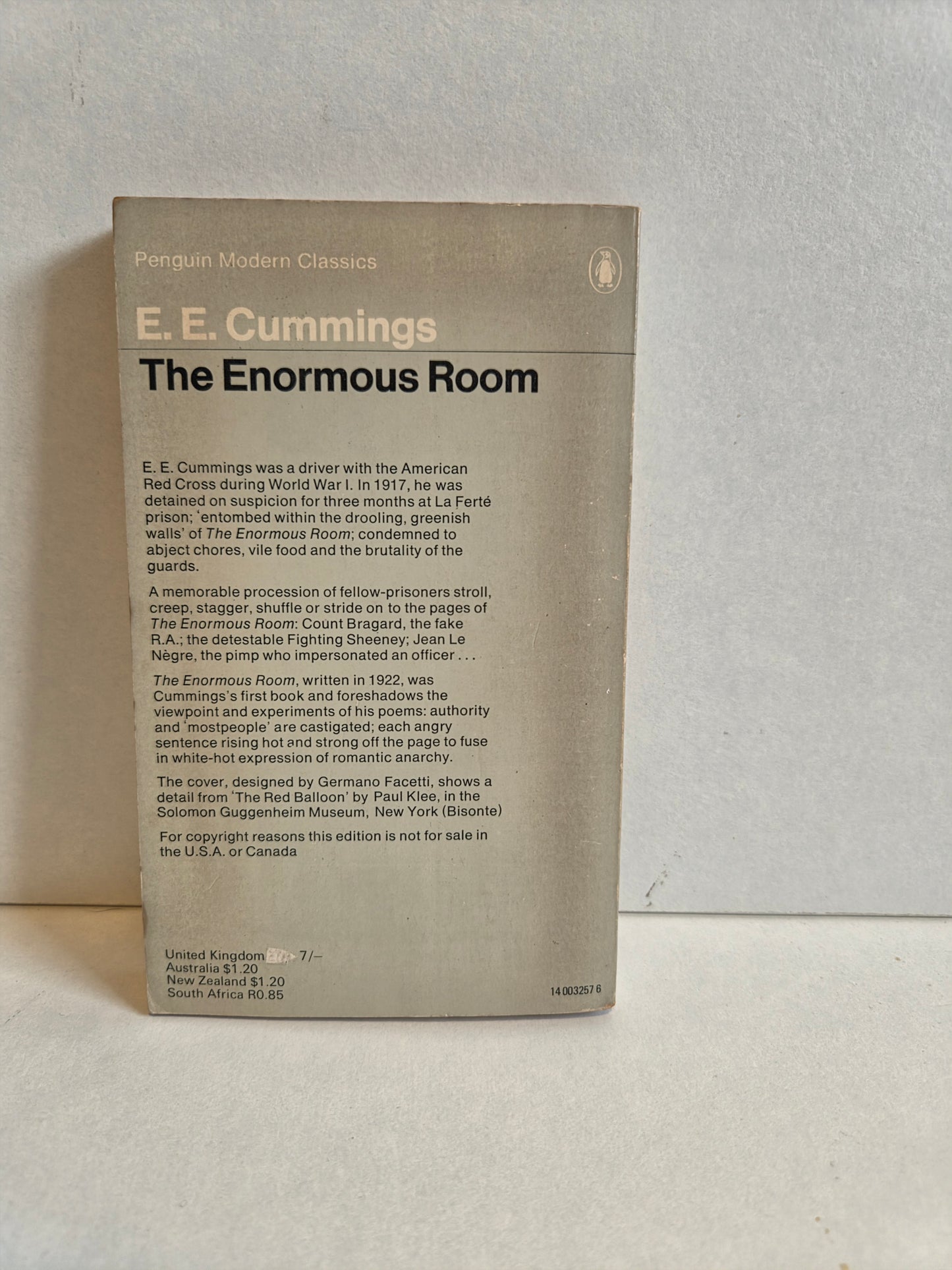 The Enormous Room by E E Cummings (1971)