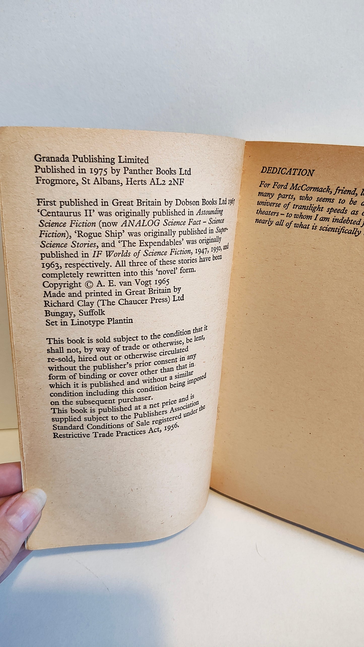 Rogue Ship by A E van Vogt (1975) Panther Science Fiction
