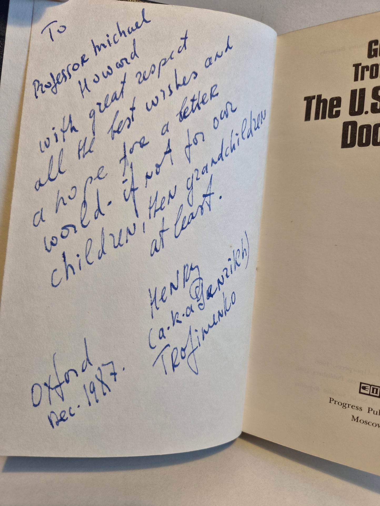SIGNED -The U.S Military Doctrine by Genrikh Trofimenko