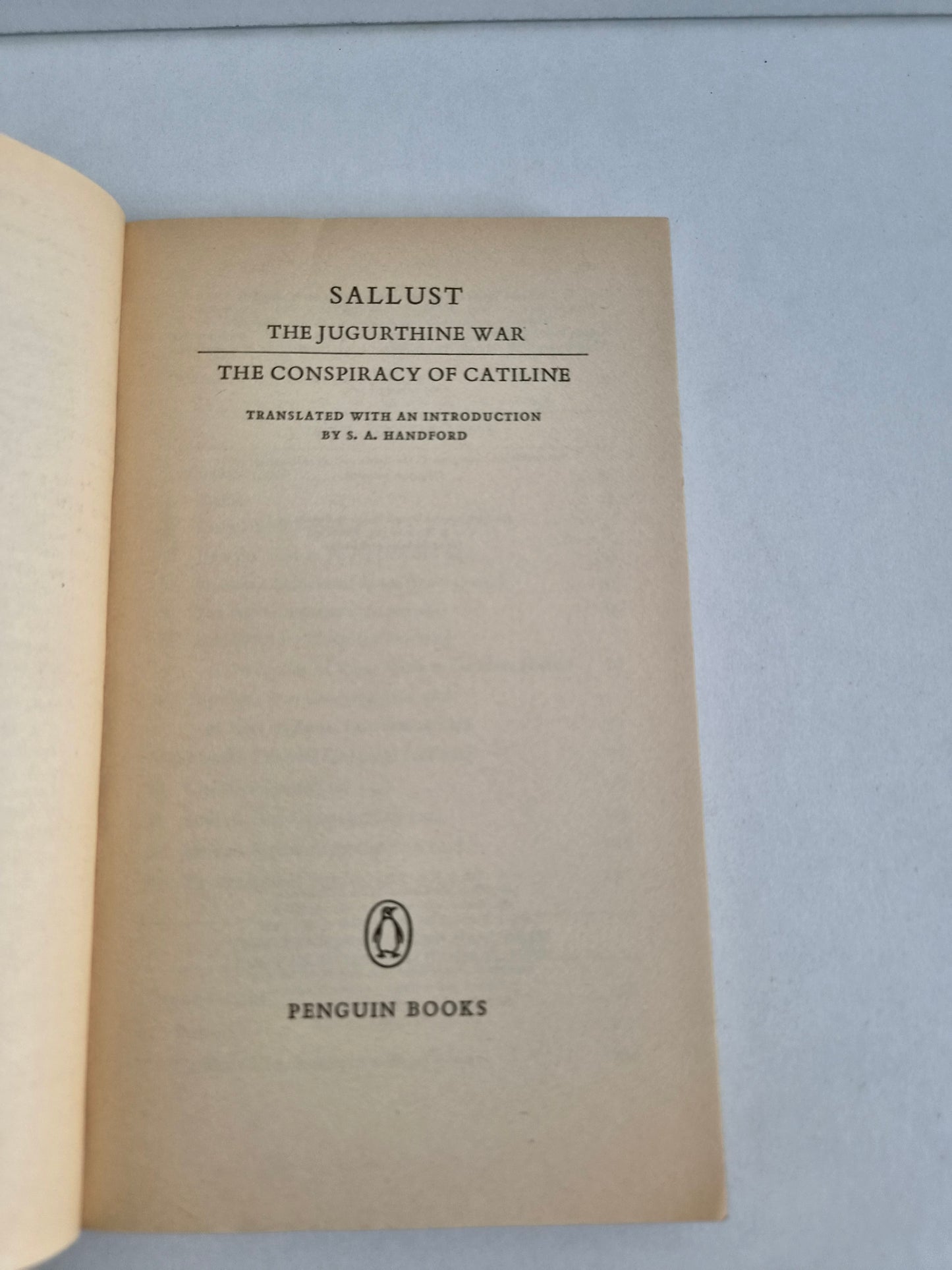 Jugurthine War Conspiracy of Catiline by Sallust (1983)