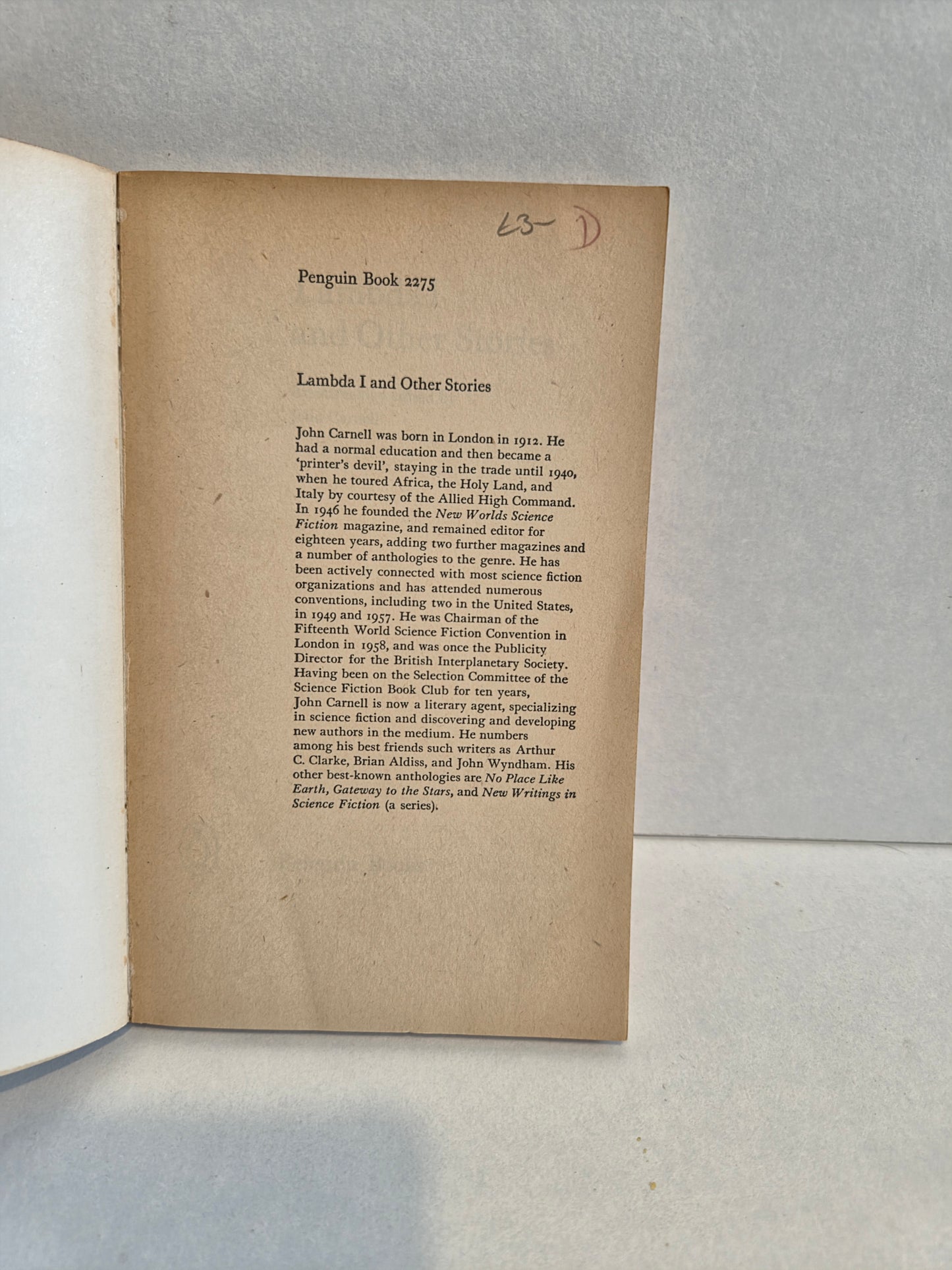 Lambda I and Other Stories Selected by John Carnell (1965)