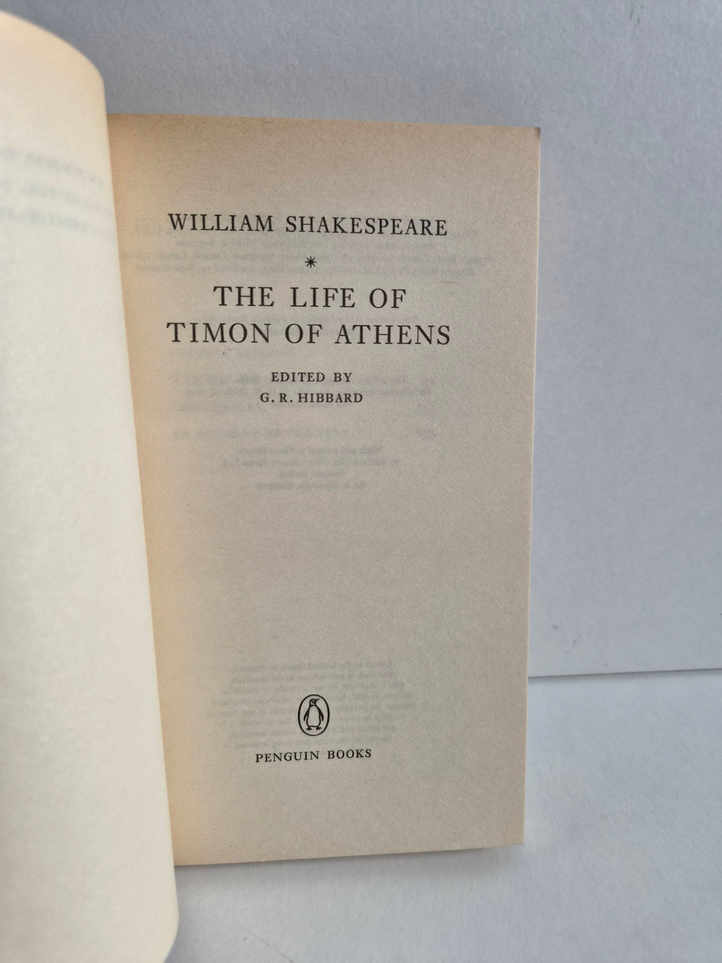 Timon of Athens by William Shakespeare (1986)