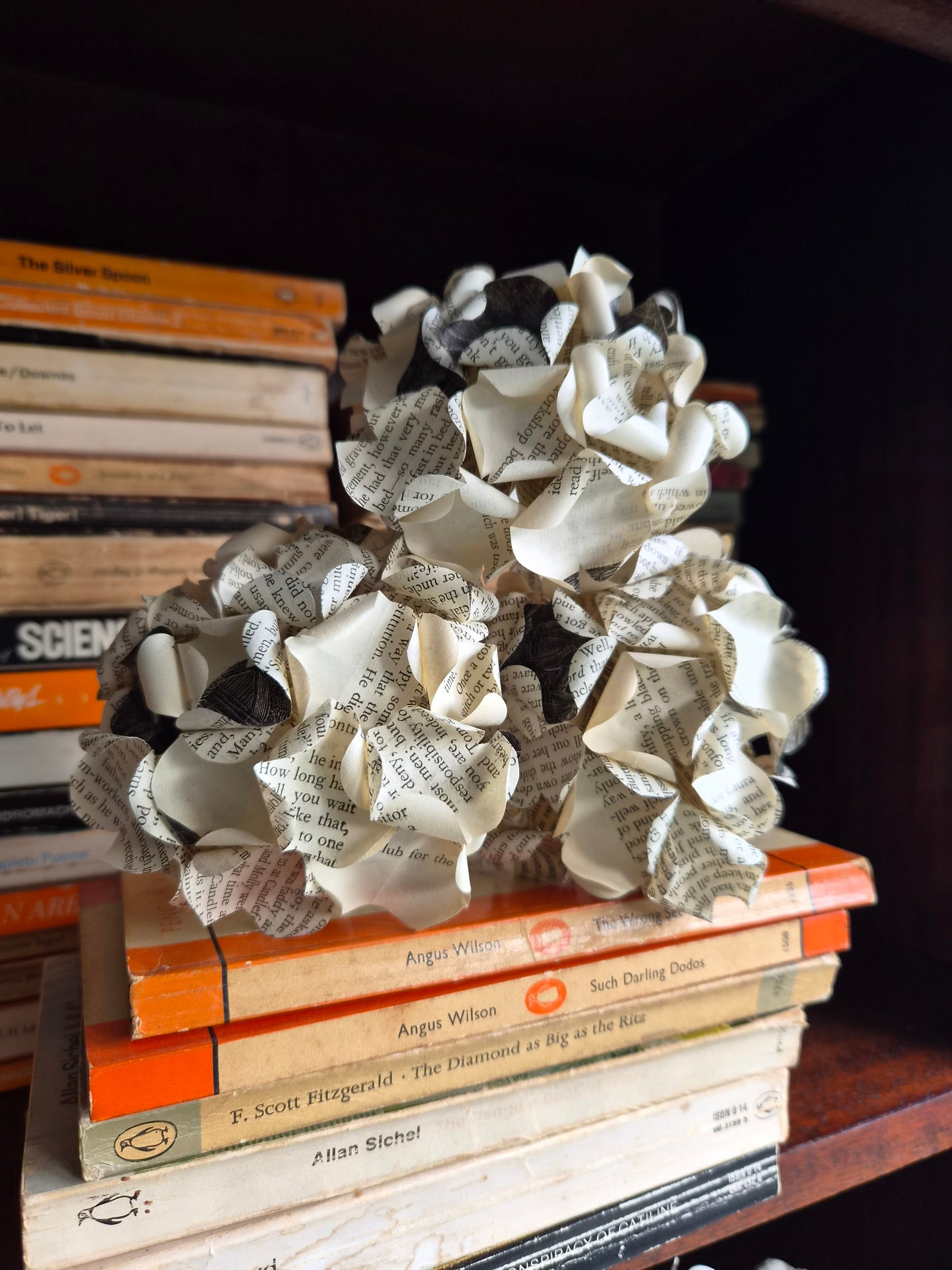 Set of 3 Handmade Book Page Hydrangeas