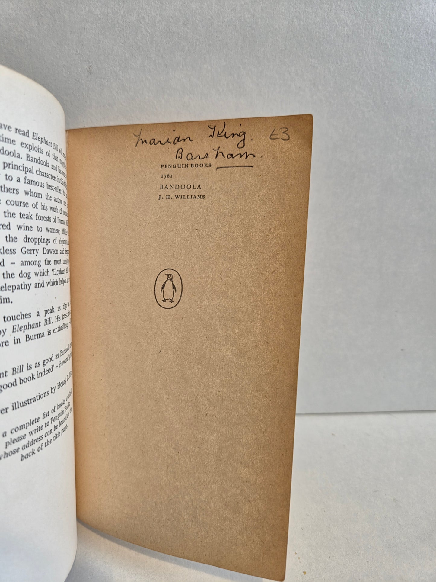 Bandoola by J H Williams (1962)