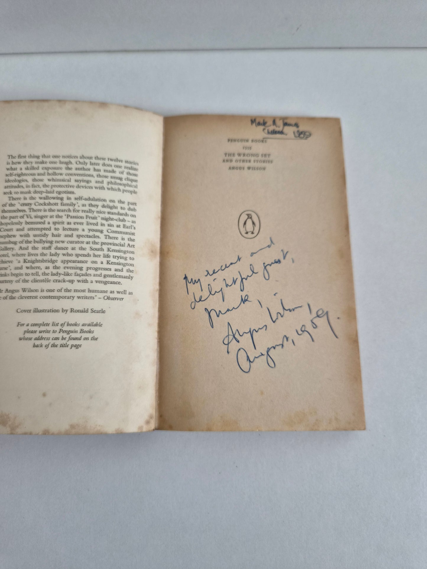 SIGNED - The Wrong Set by Angus Wilson (1959)