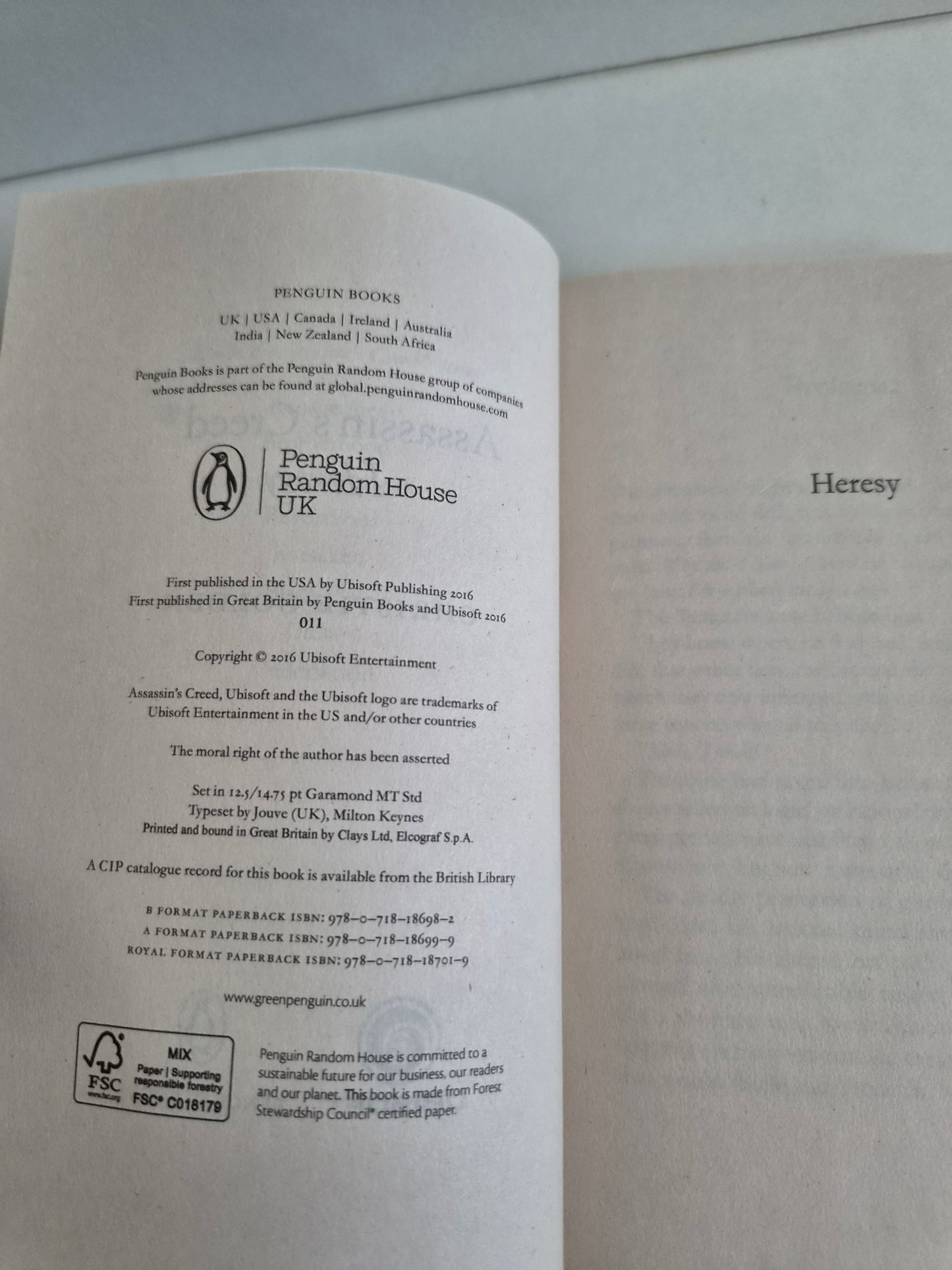 Assassin's Creed Heresy by Christie Golden (2016)