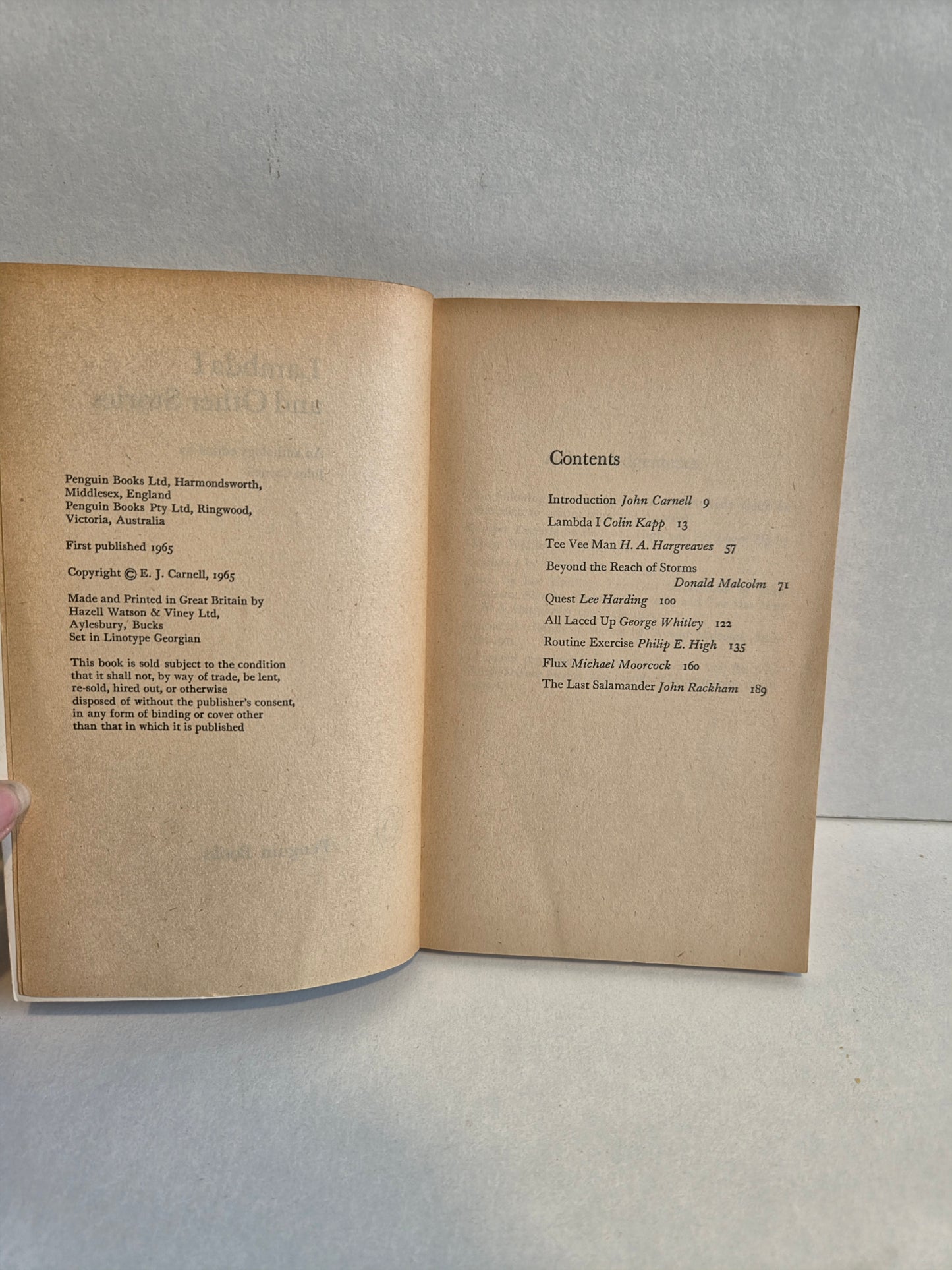 Lambda I and Other Stories Selected by John Carnell (1965)