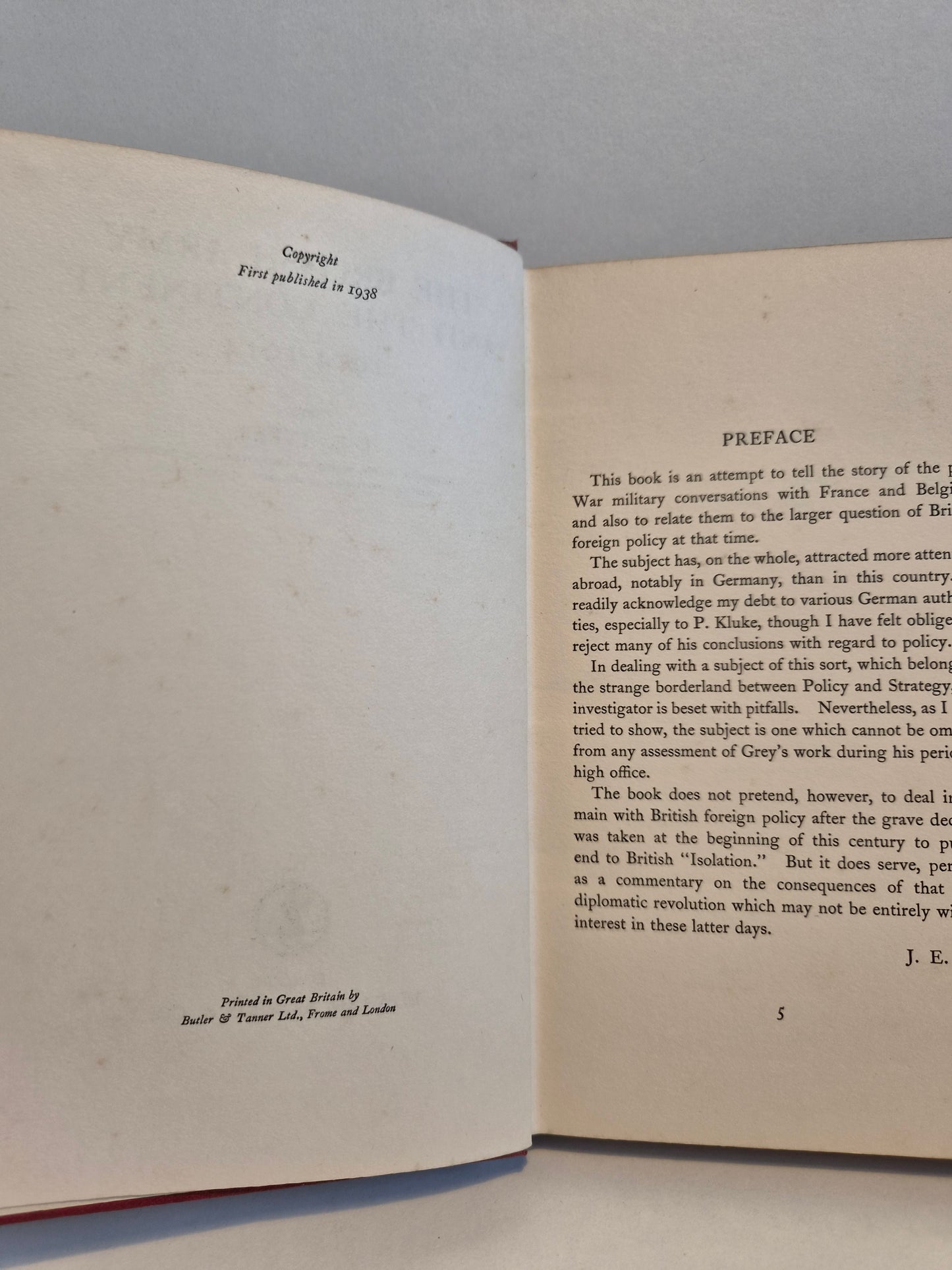 The British Army and the Continent 1904-1914 by J. E. Tyler (1938)