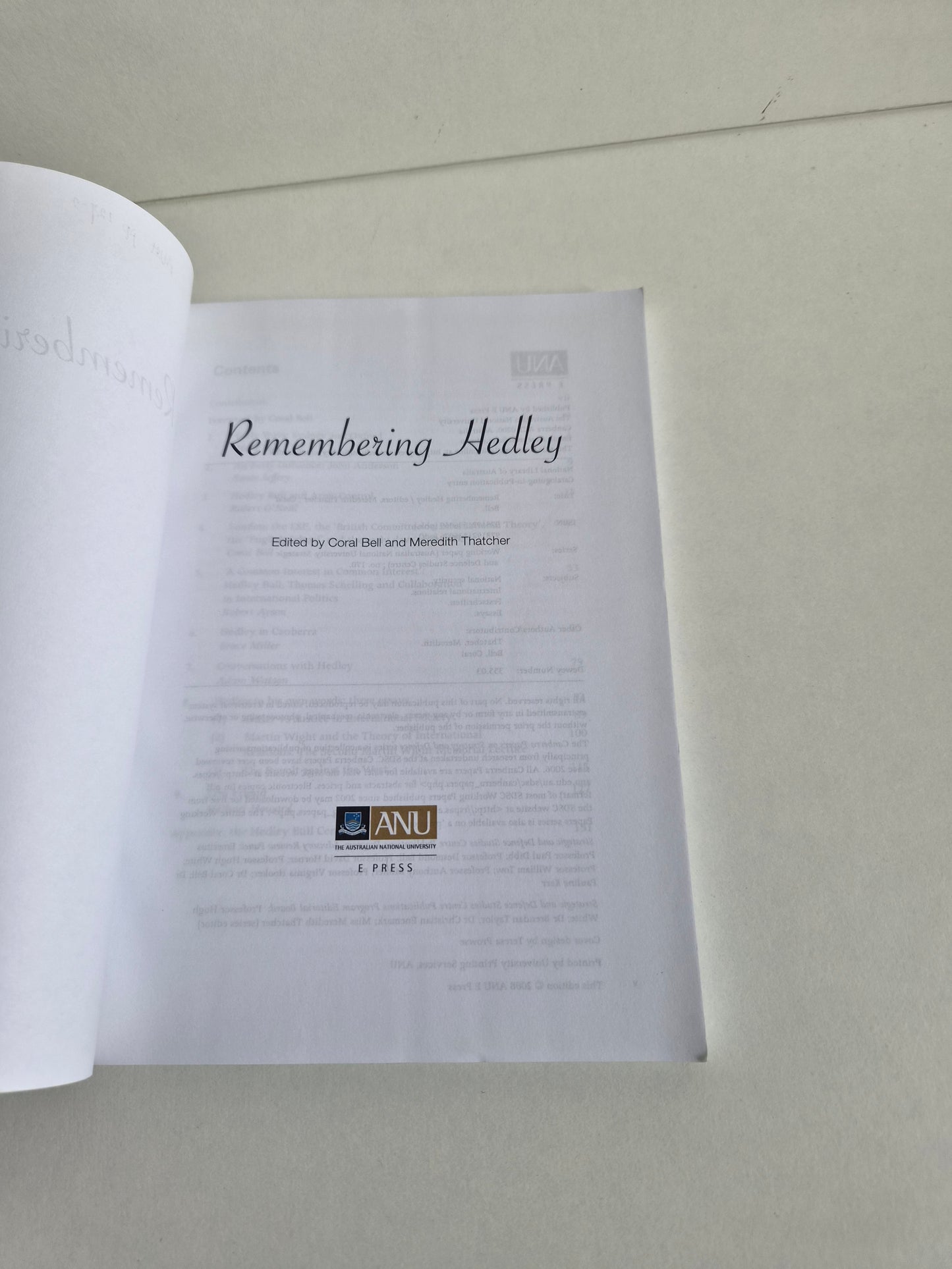 Remembering Hedley by C Bell and M Thatcher