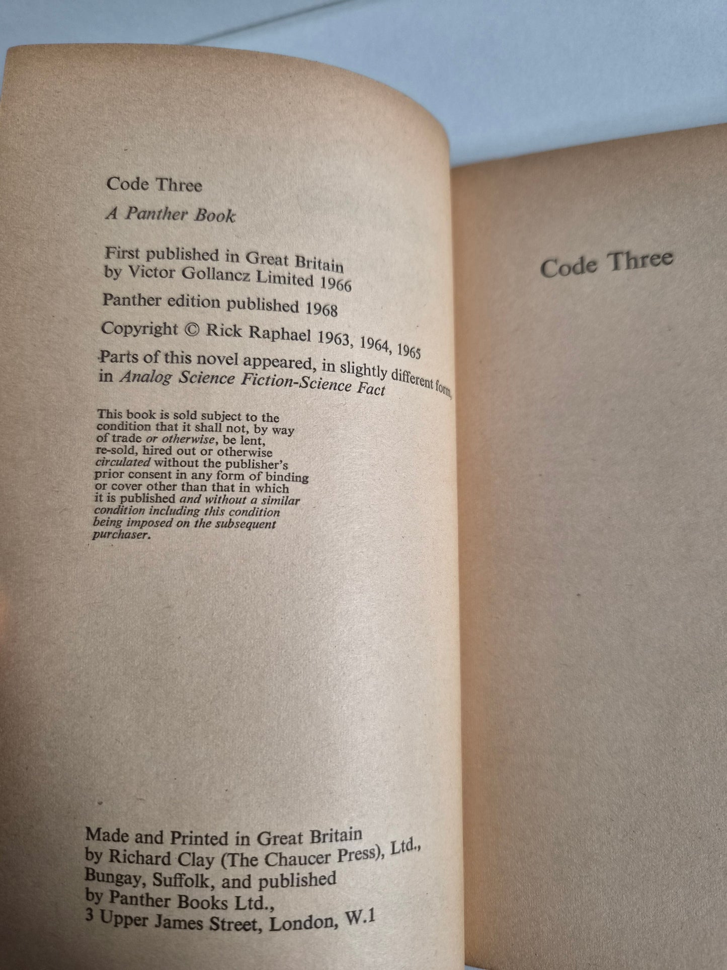 Code Three by Rick Raphael (1968)