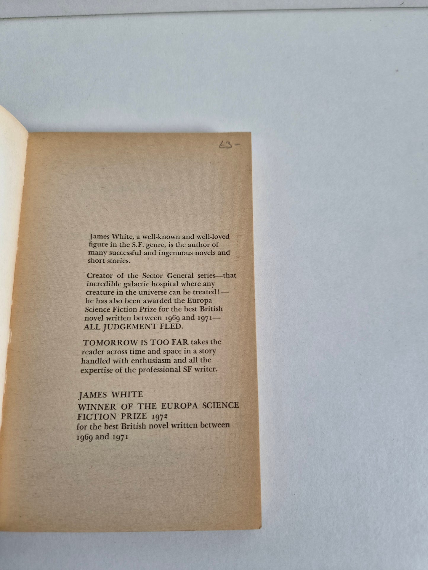 Tomorrow is Too Far by James White (1973)