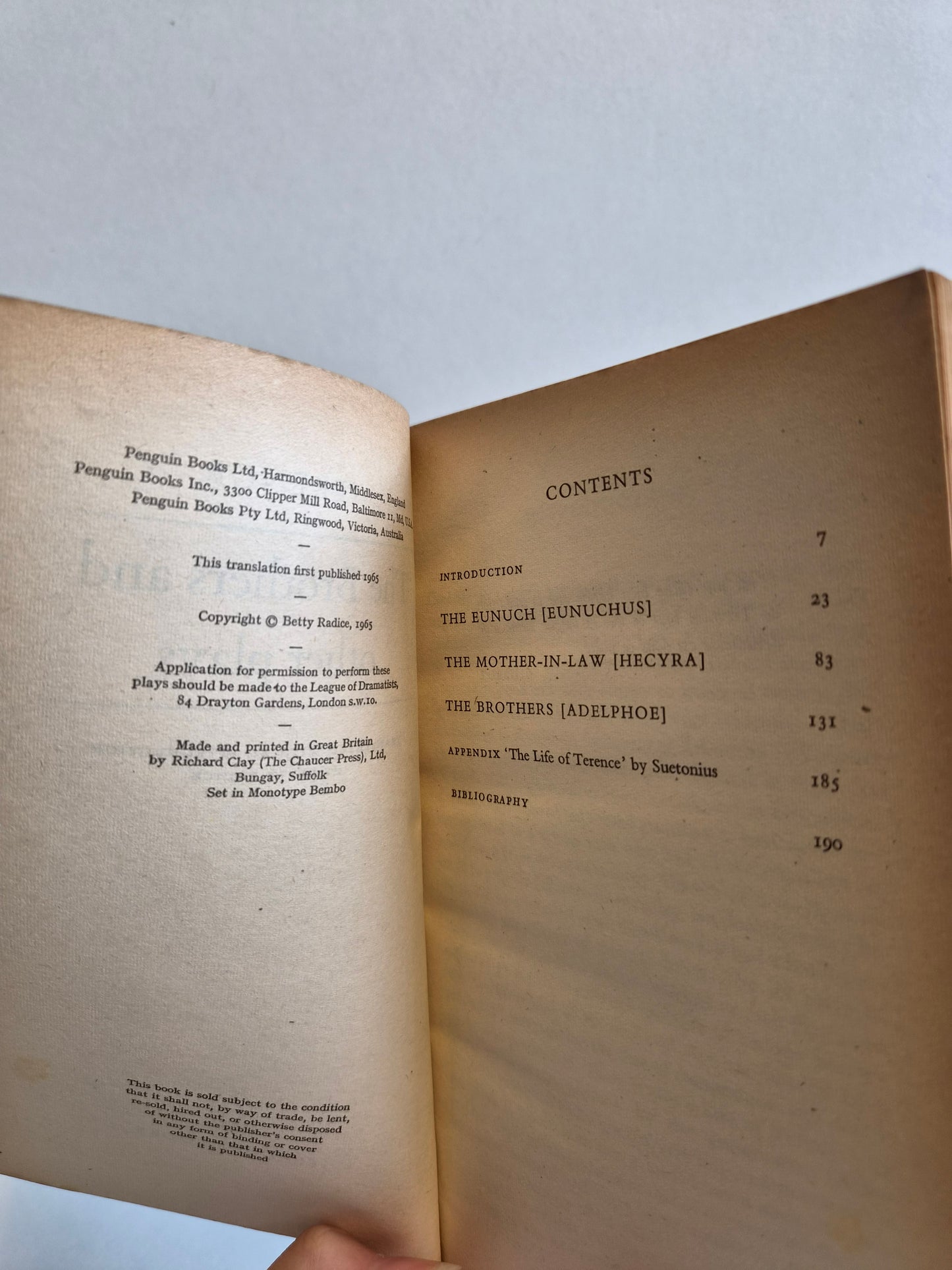 The Brothers and Other Plays by Terence (1965)