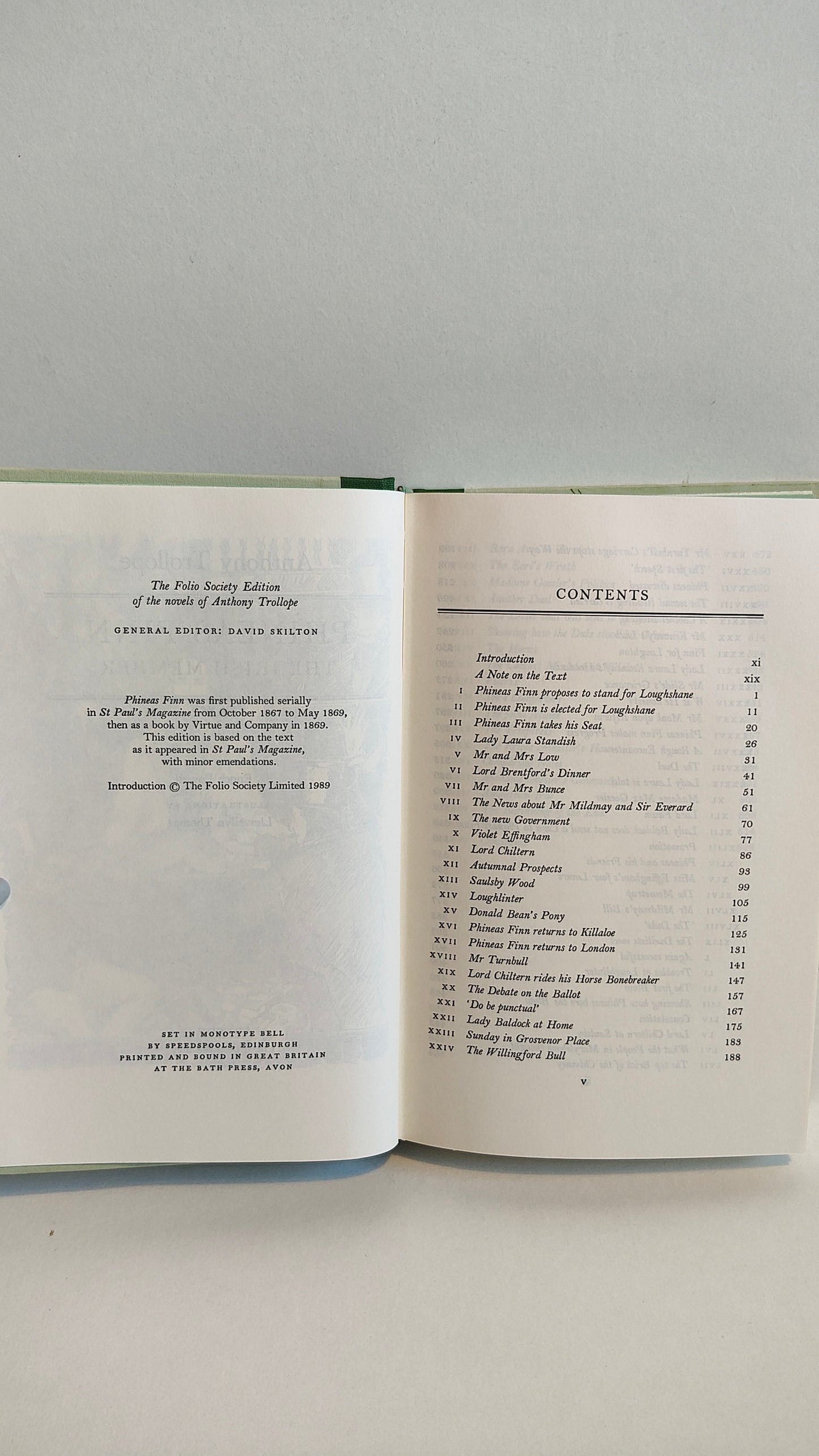 Phineas Finn by Anthony Trollope (1989) Folio Society