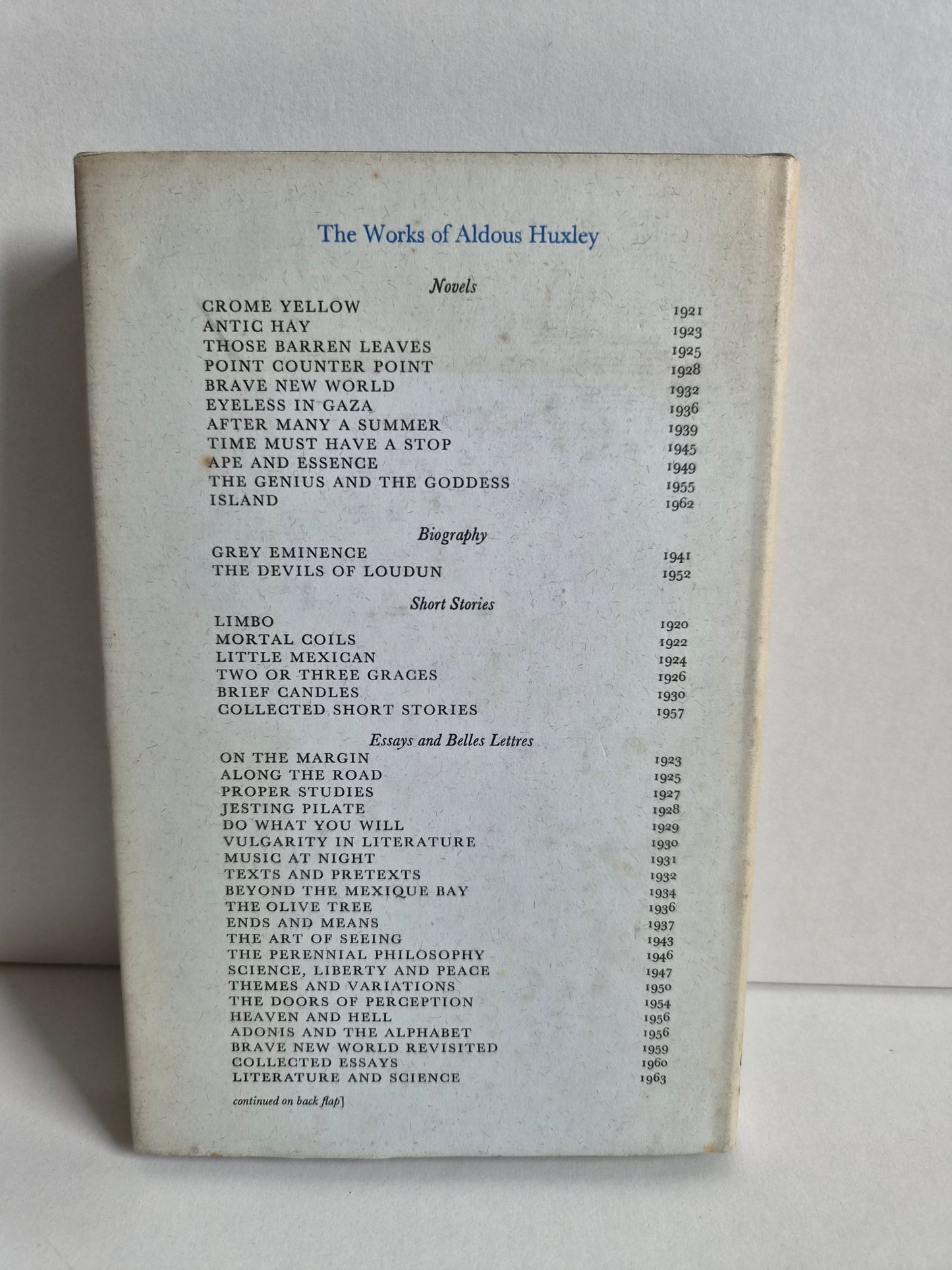 Aldous Huxley, 1894-1963: A Memorial Volume by Julian Huxley (1965)