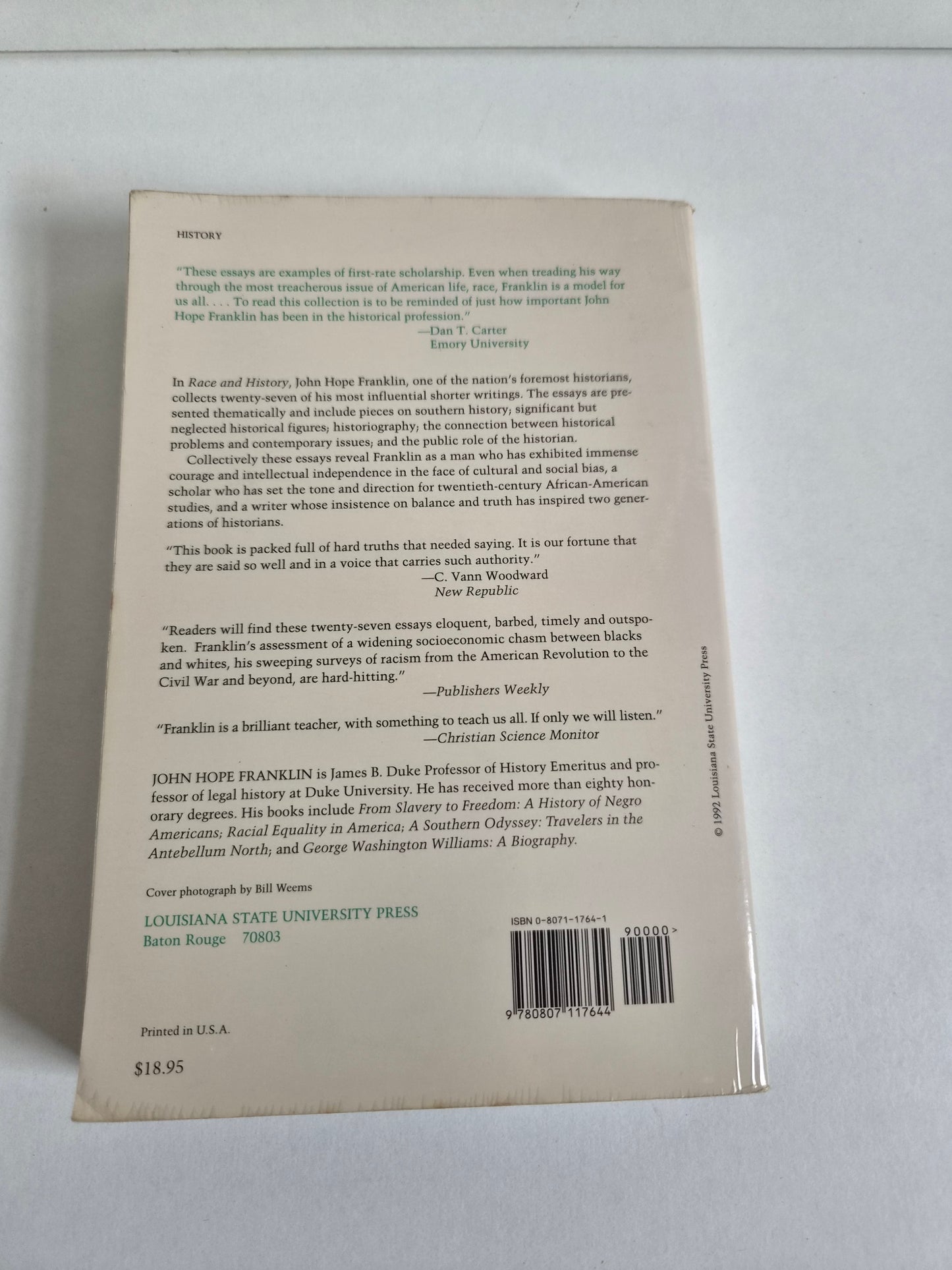 Race and History: Selected Essays, 1938-88 by John Hope Franklin