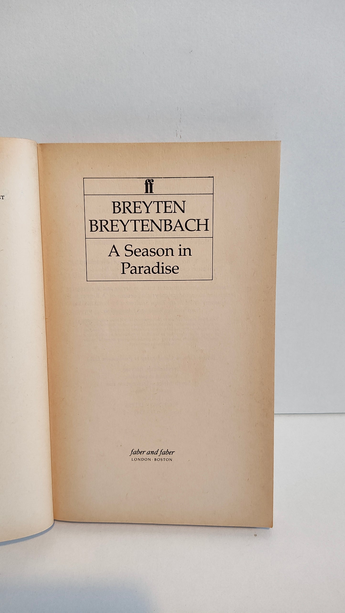 A Season in Paradise by Breyten Breytenbach (1980)