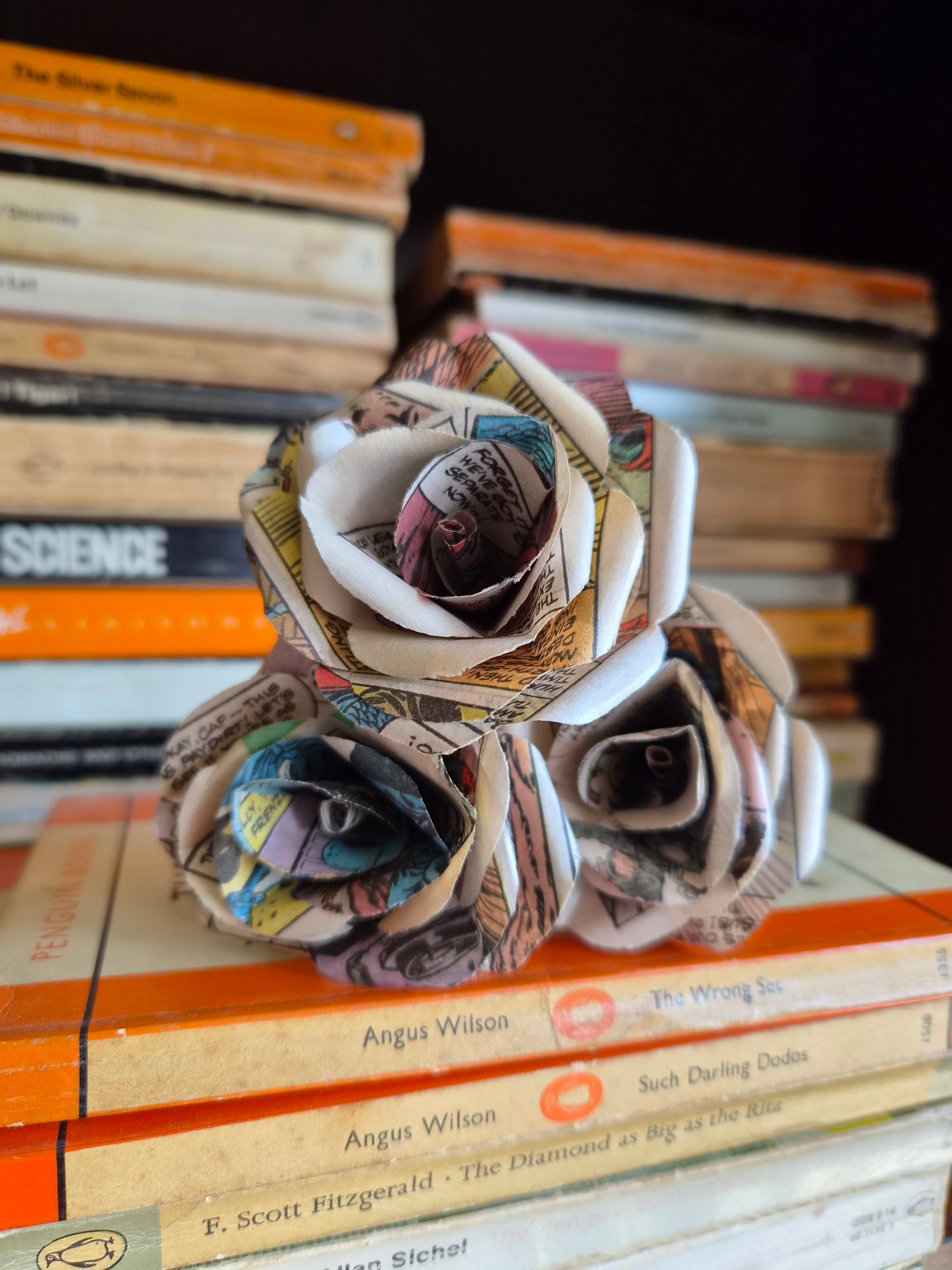 Set of 3 Handmade Book Page Roses