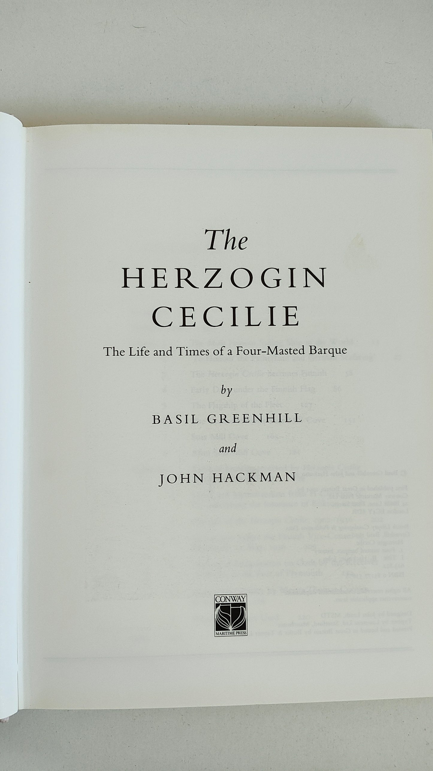 Herzogin Cecilie The Life and Times of a Four-Masted Barque by Basil Greenhill (1991)