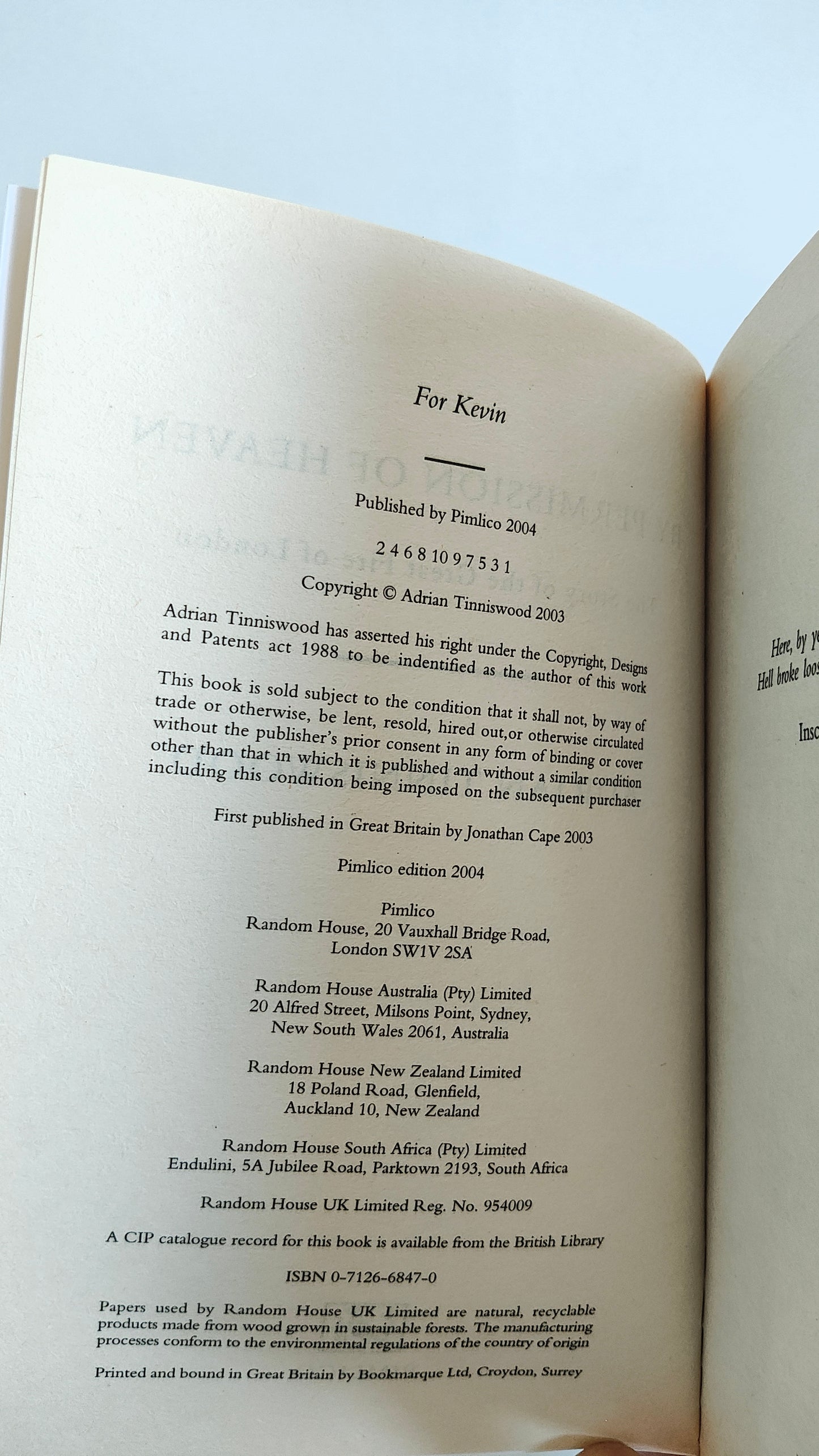 By Permission of Heaven: The True Story of the Great Fire of London by Adrian Tinniswood (2004)