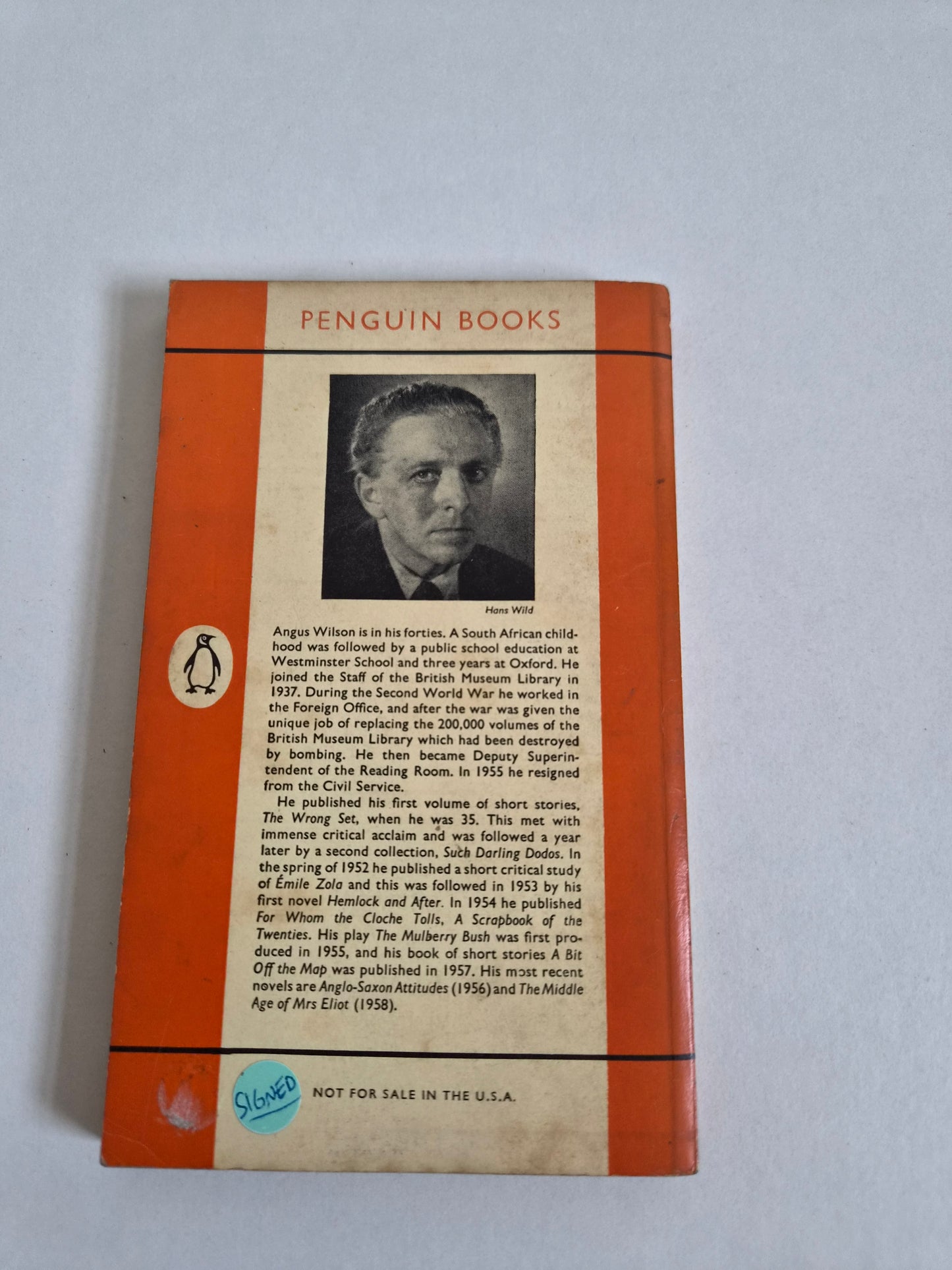 SIGNED - The Wrong Set by Angus Wilson (1959)