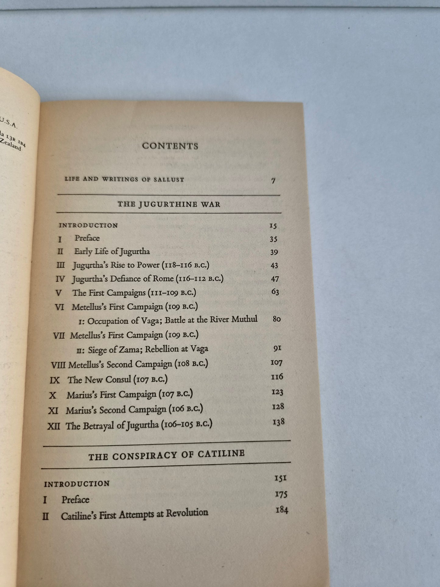 Jugurthine War Conspiracy of Catiline by Sallust (1983)