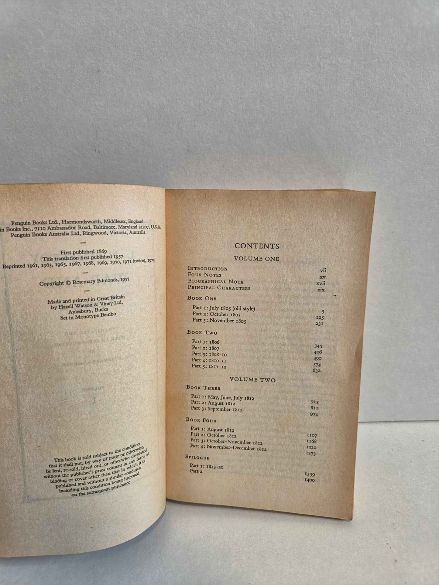 War and Peace Volume 1&2 by Leo Tolstoy (1972)