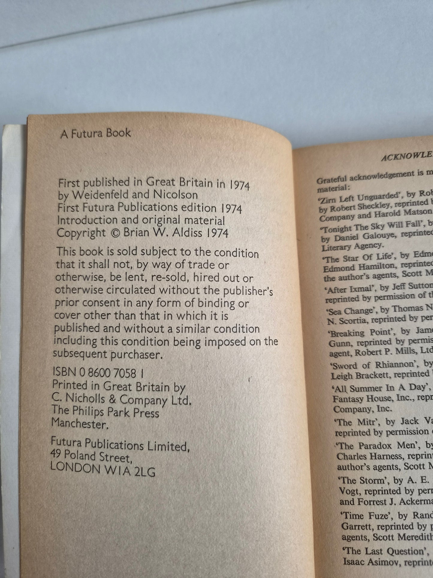 Space Opera edited by Brian Aldiss (1974)