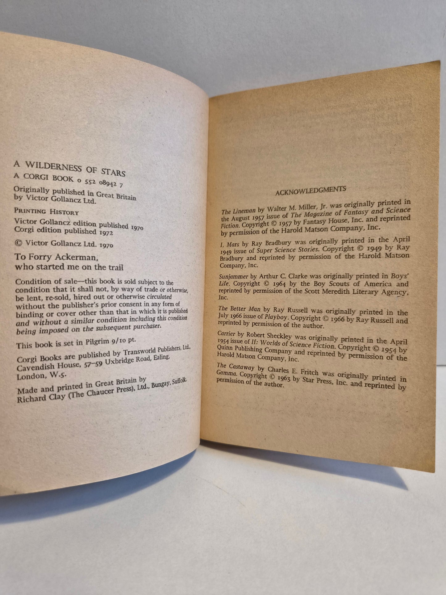 A Wilderness of Stars edited by William F Nolan (1972)