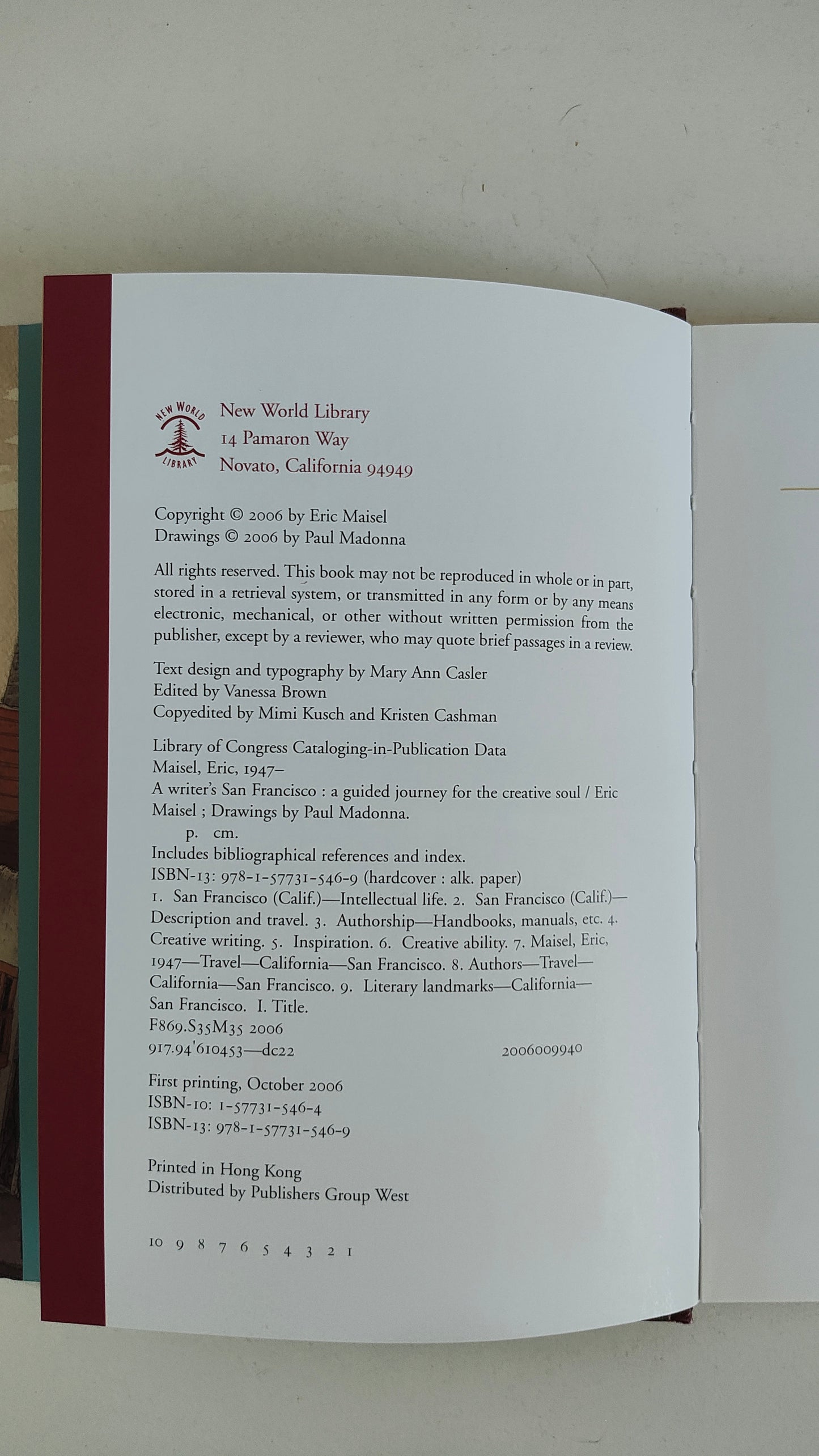 A Writer's San Francisco A Guided Journey for the Creative Soul by Eric Maisel (2006)