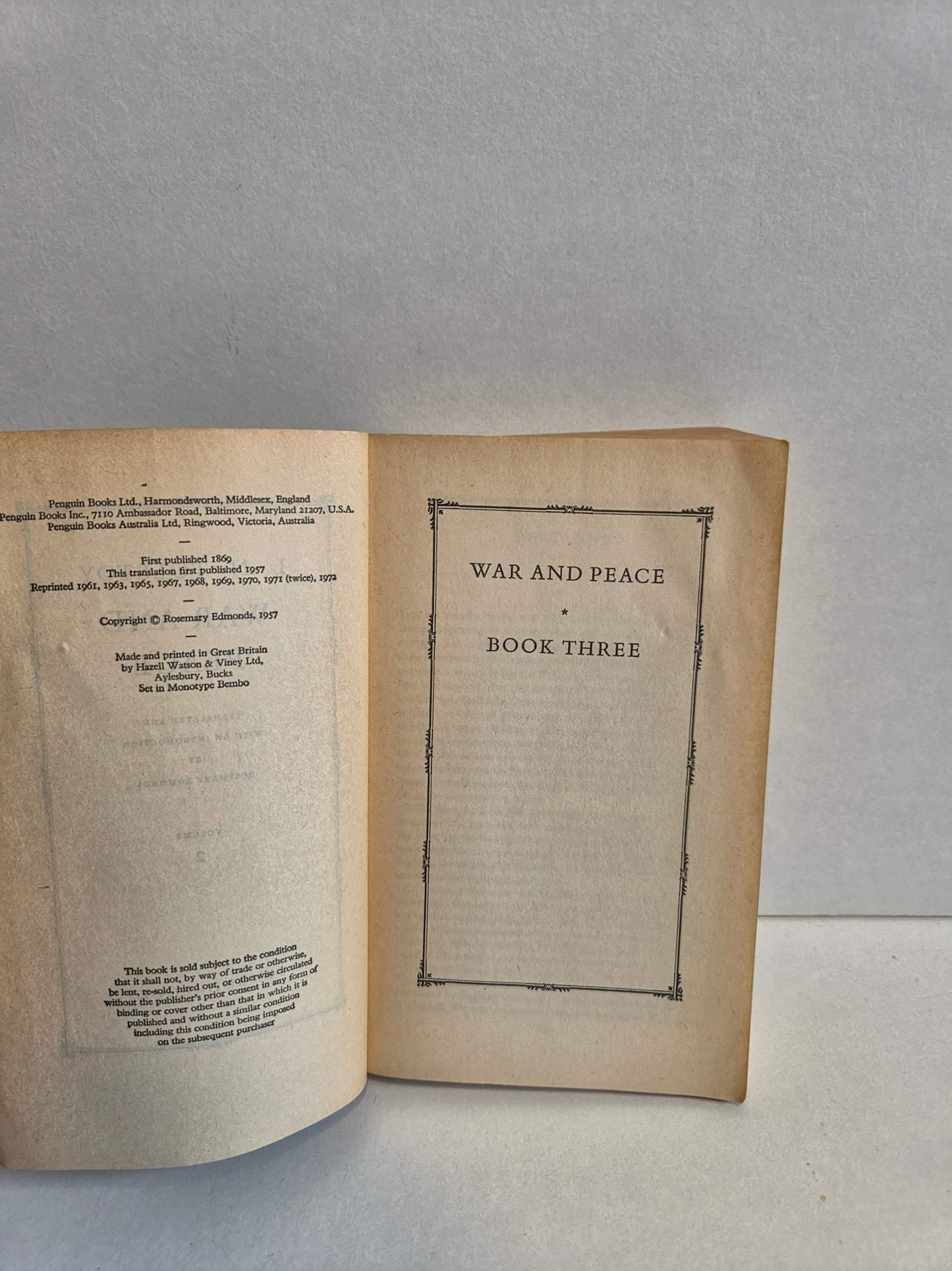 War and Peace Volume 1&2 by Leo Tolstoy (1972)