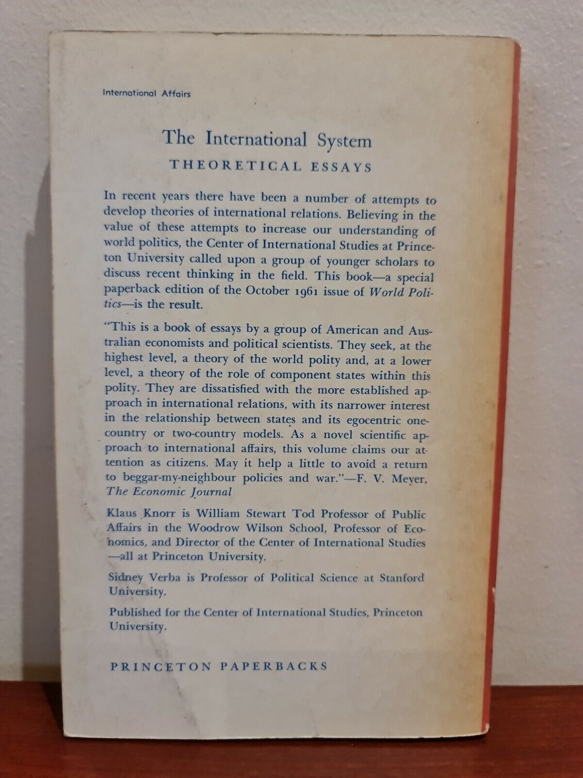 Theoretical Essays; The International System by Klaus Knorr (1967)