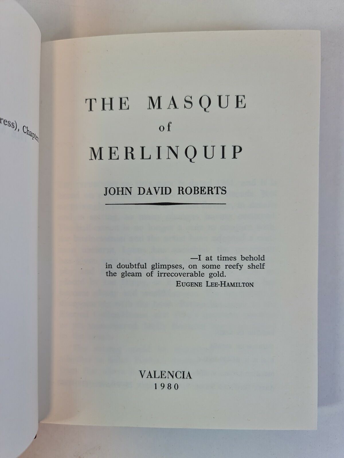 SIGNED The Masque Of Merlinquip by JD Roberts (1980) - 42/500 Copies