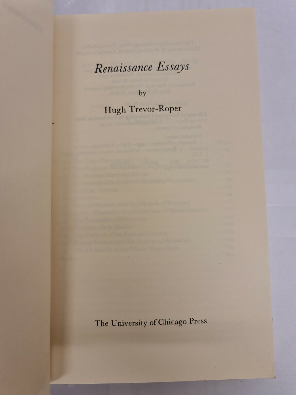 Renaissance Essays by Hugh Trevor-Roper (1989)