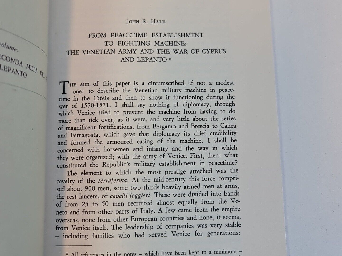 SIGNED Peacetime Establishment to Fighting Machine: Venetian Army.. by John Hale