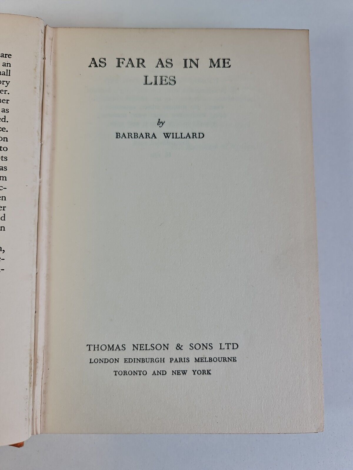As Far As In Me Lies by Barbara Willard ( 1936)
