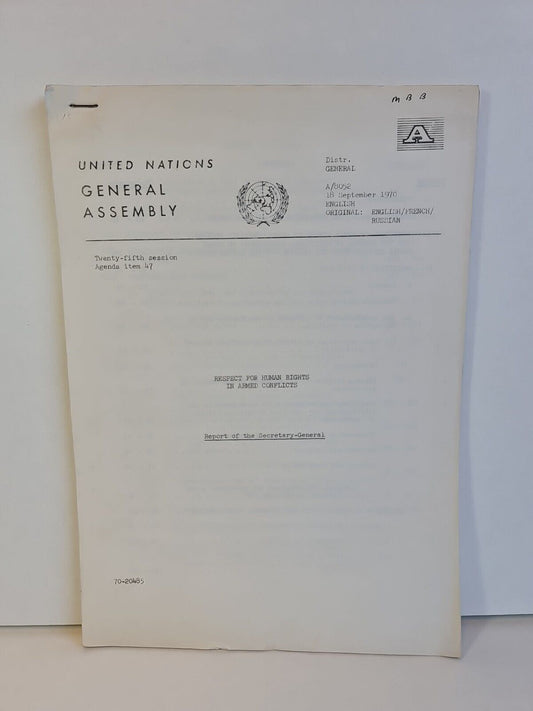 Picture 1 of 10 Hover to zoom Have one to sell? Sell it yourself UN General Assembly A/8052 - Respect for Human Rights in Armed.. - 18 Sept 1970