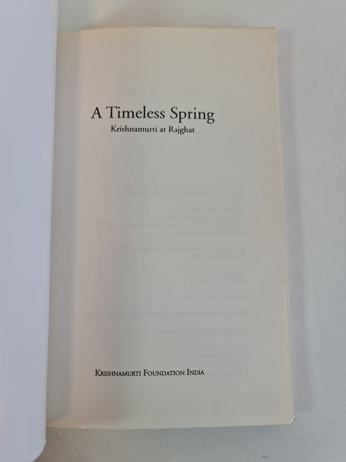 A Timeless Spring by J. Krishnamurti (1999)