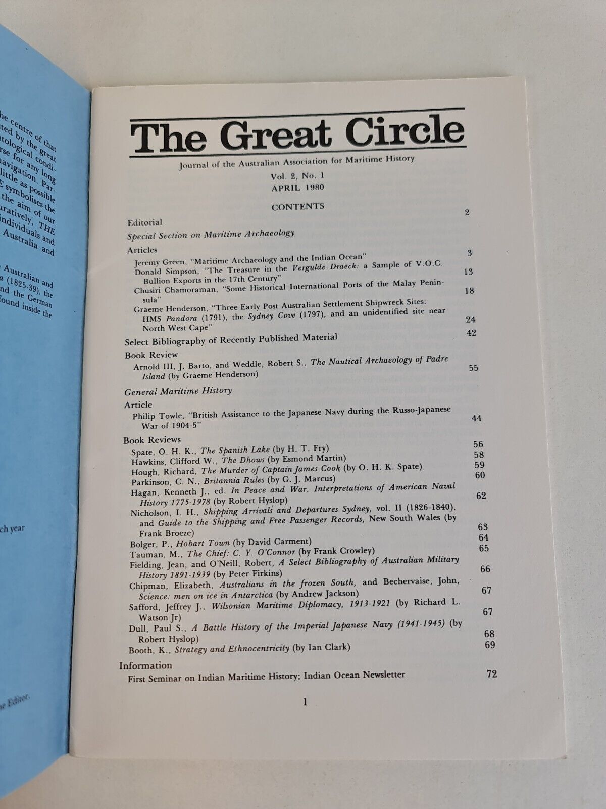 The Great Circle Vol 2 No. 1 April 1980 - Journal Australian Maritime History