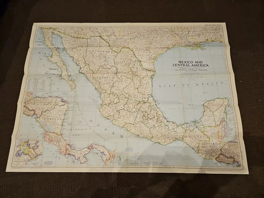 Vintage National Geographic Map - Mexico and Central America (1953)