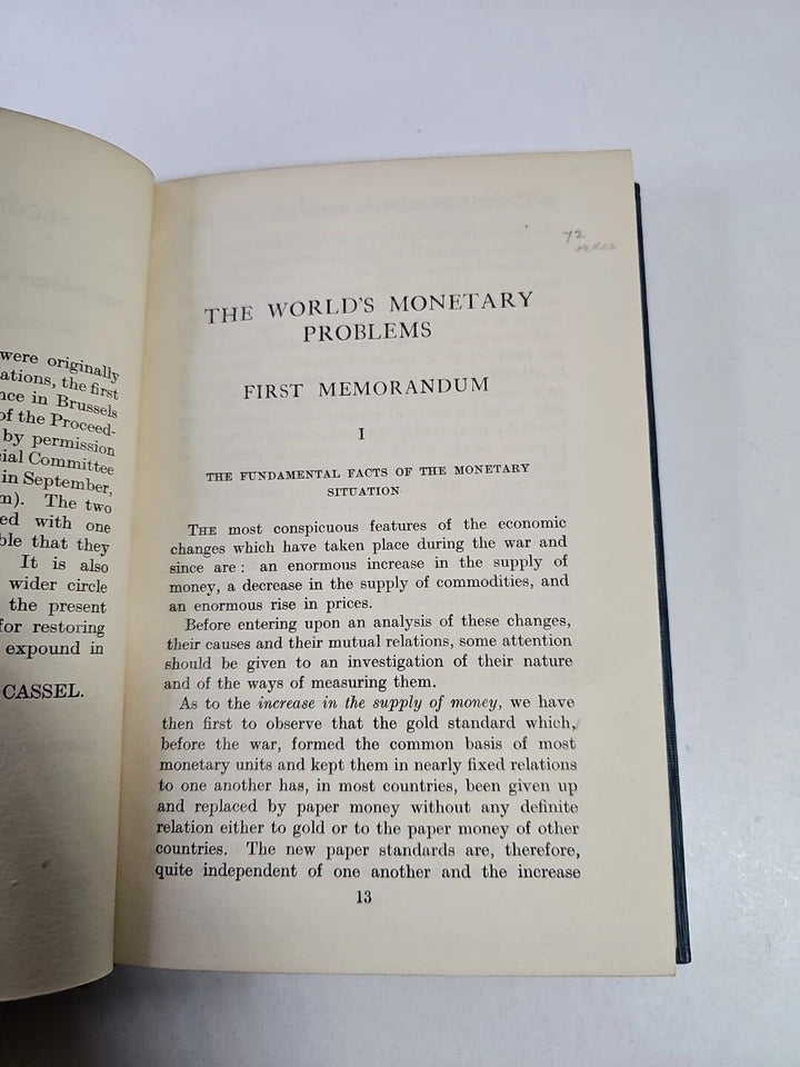 The World's Monetary Problems by Gustav Cassel (1921 - 1st Ed.)